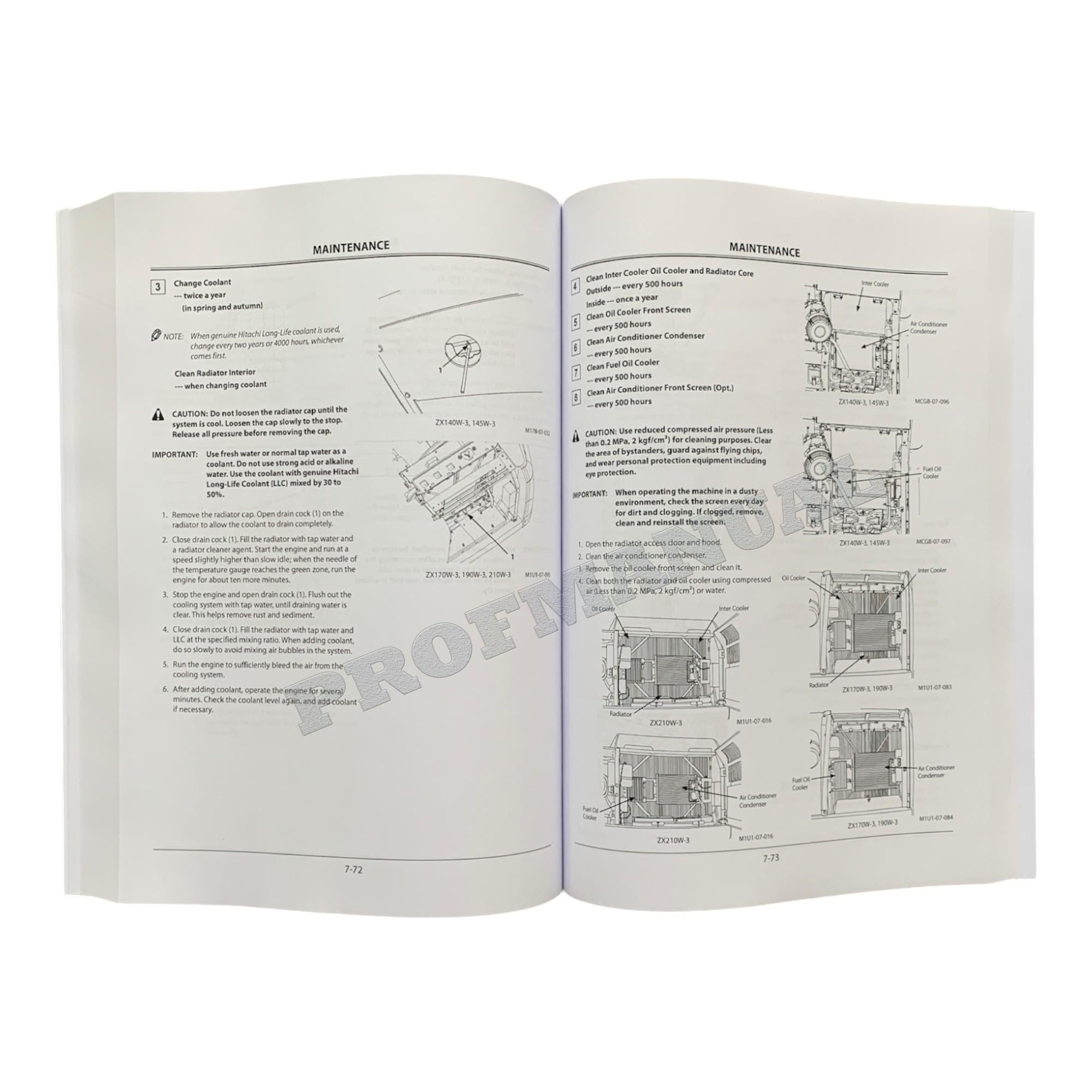 HITACHI ZX ZAXIS 140W-3 190W-3 210W-3 EXCAVATOR OPERATORS MANUAL