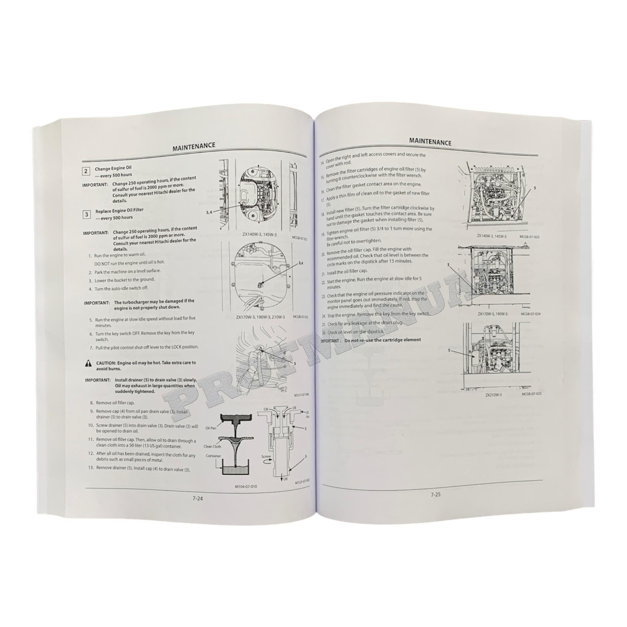 HITACHI ZX ZAXIS 140W-3 190W-3 210W-3 EXCAVATOR OPERATORS MANUAL