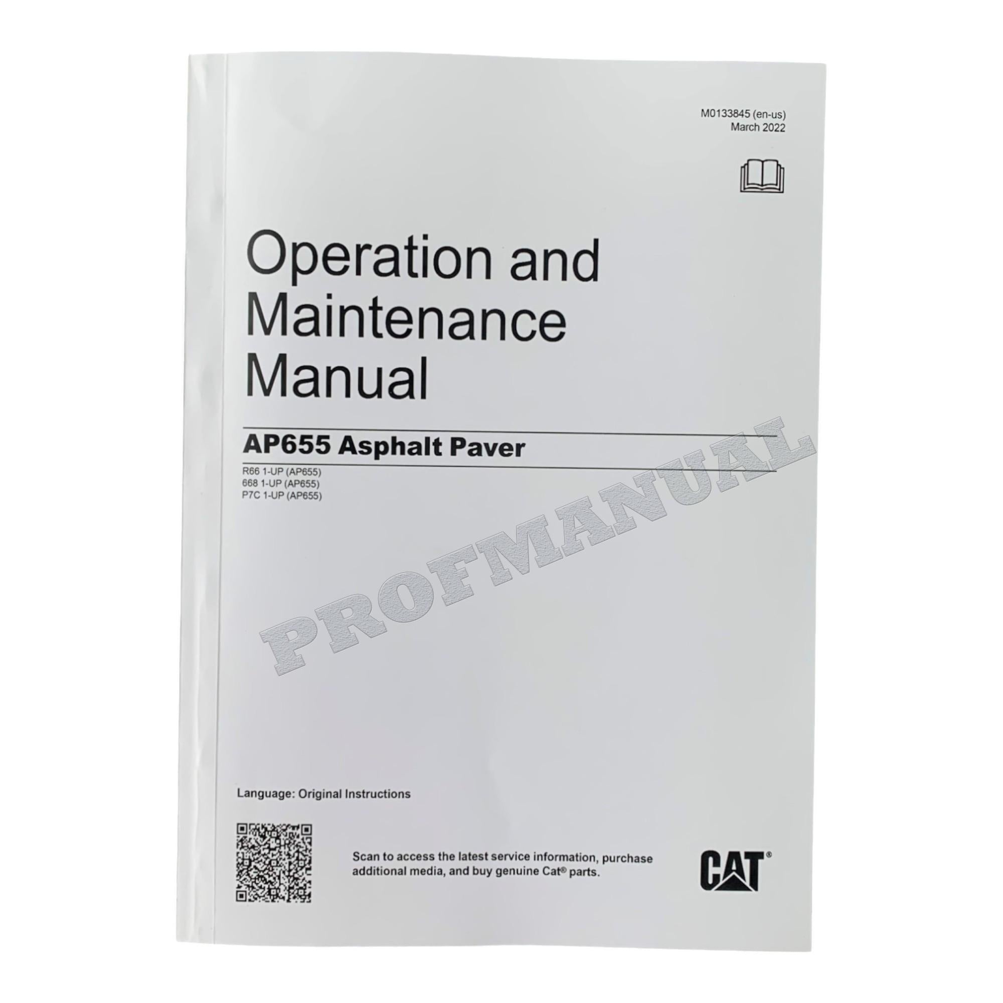 Caterpillar AP655 Asphalt Paver Operators Maintenance Manual