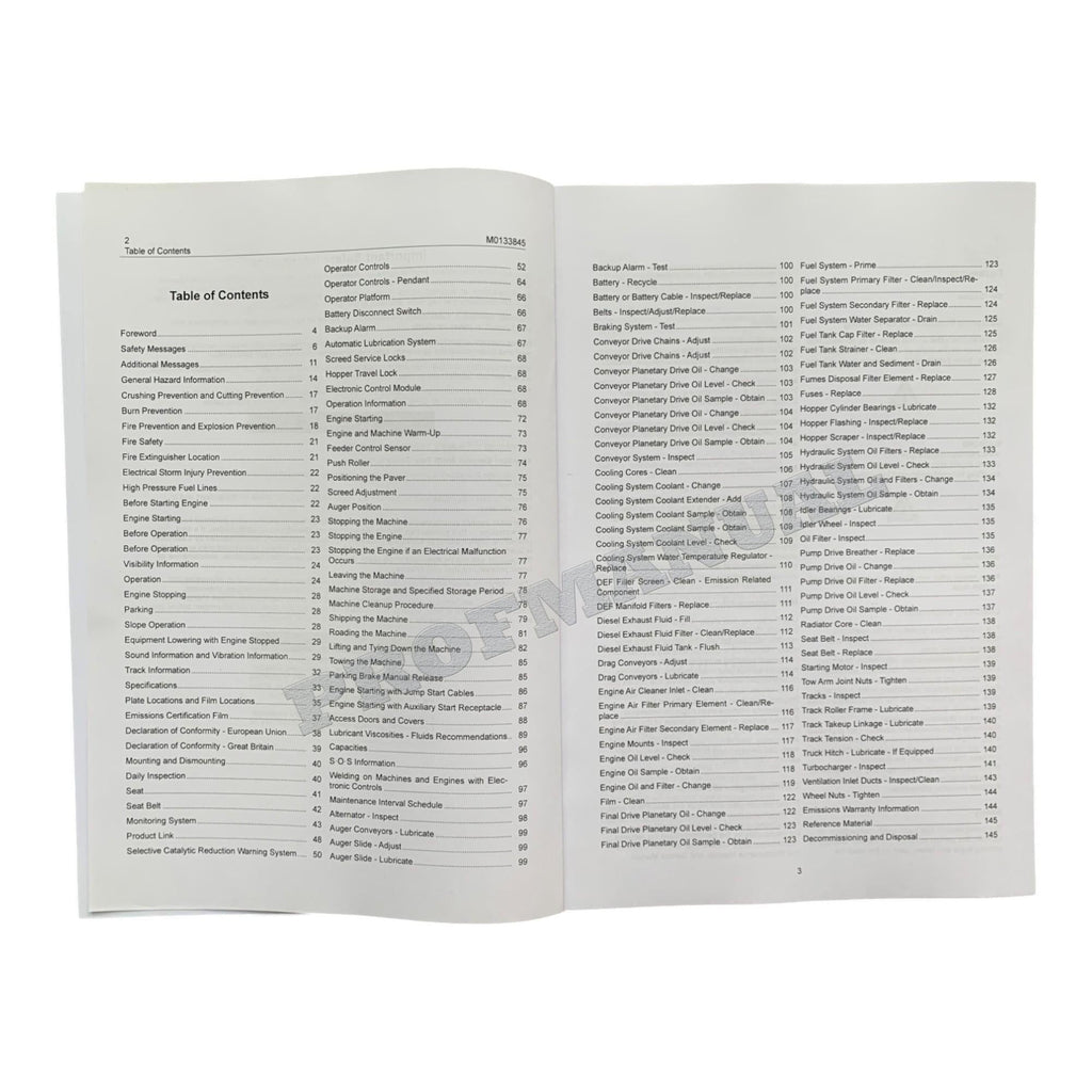 Manual de mantenimiento del operador de la pavimentadora de asfalto Caterpillar AP655