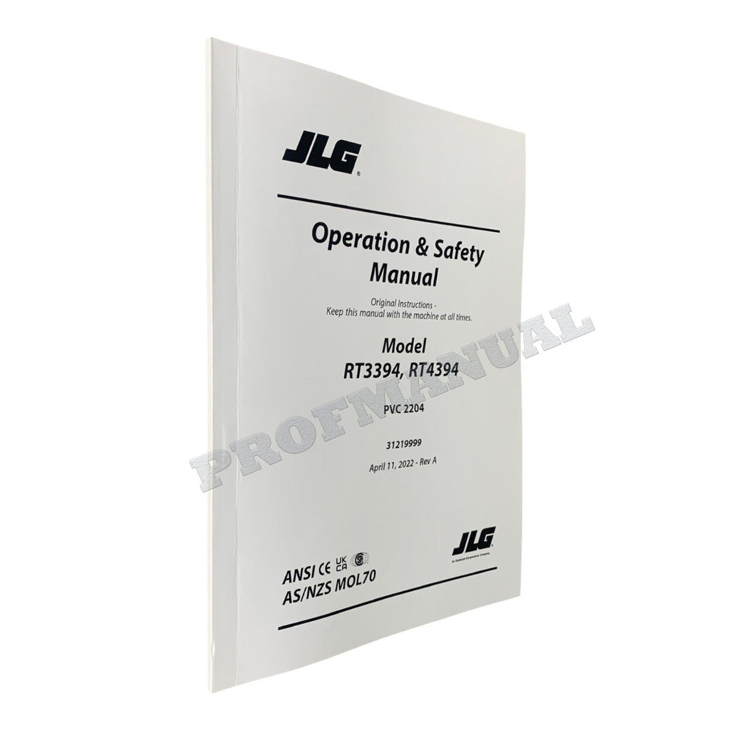 JLG RT3394 RT4394 Scissor Lift Maintenance Operation Operators Manual 31219999