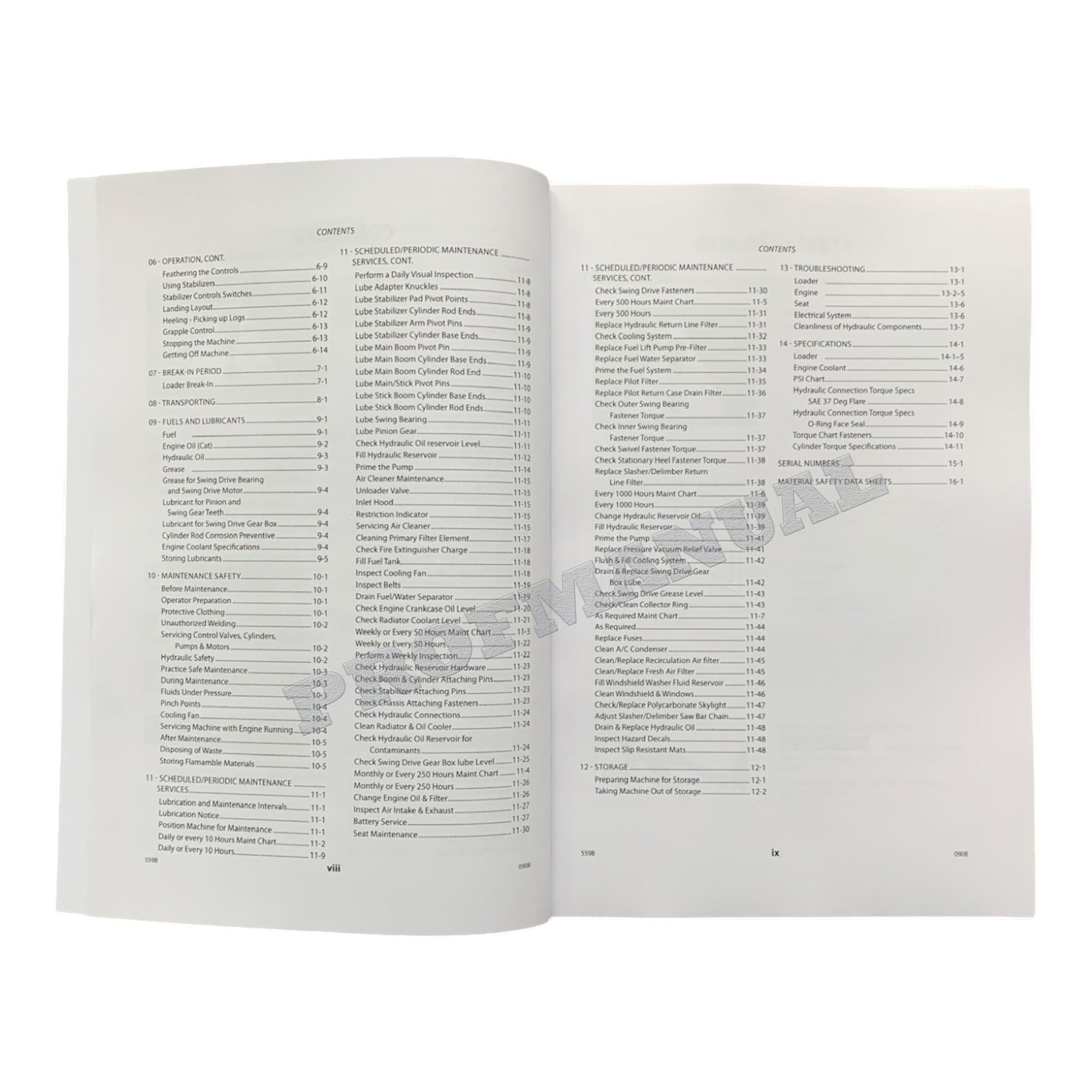 Caterpillar Cat 559B Tier 3 Knuckleboom Loader OPERATORS MAINTENANCE MANUAL