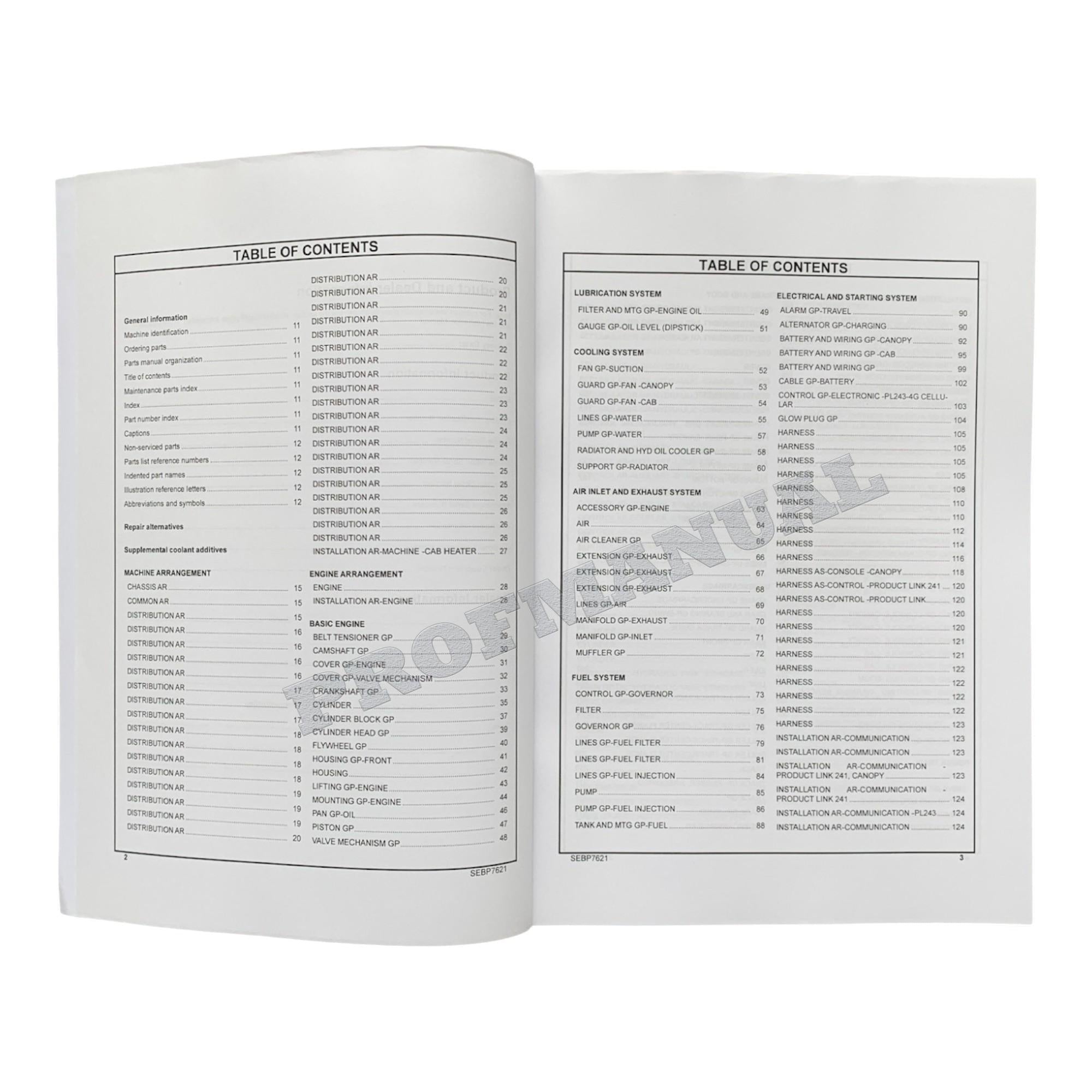Caterpillar Cat 303E CR Mini Hydraulic Excavator Parts Catalog Manual SGE1-Up