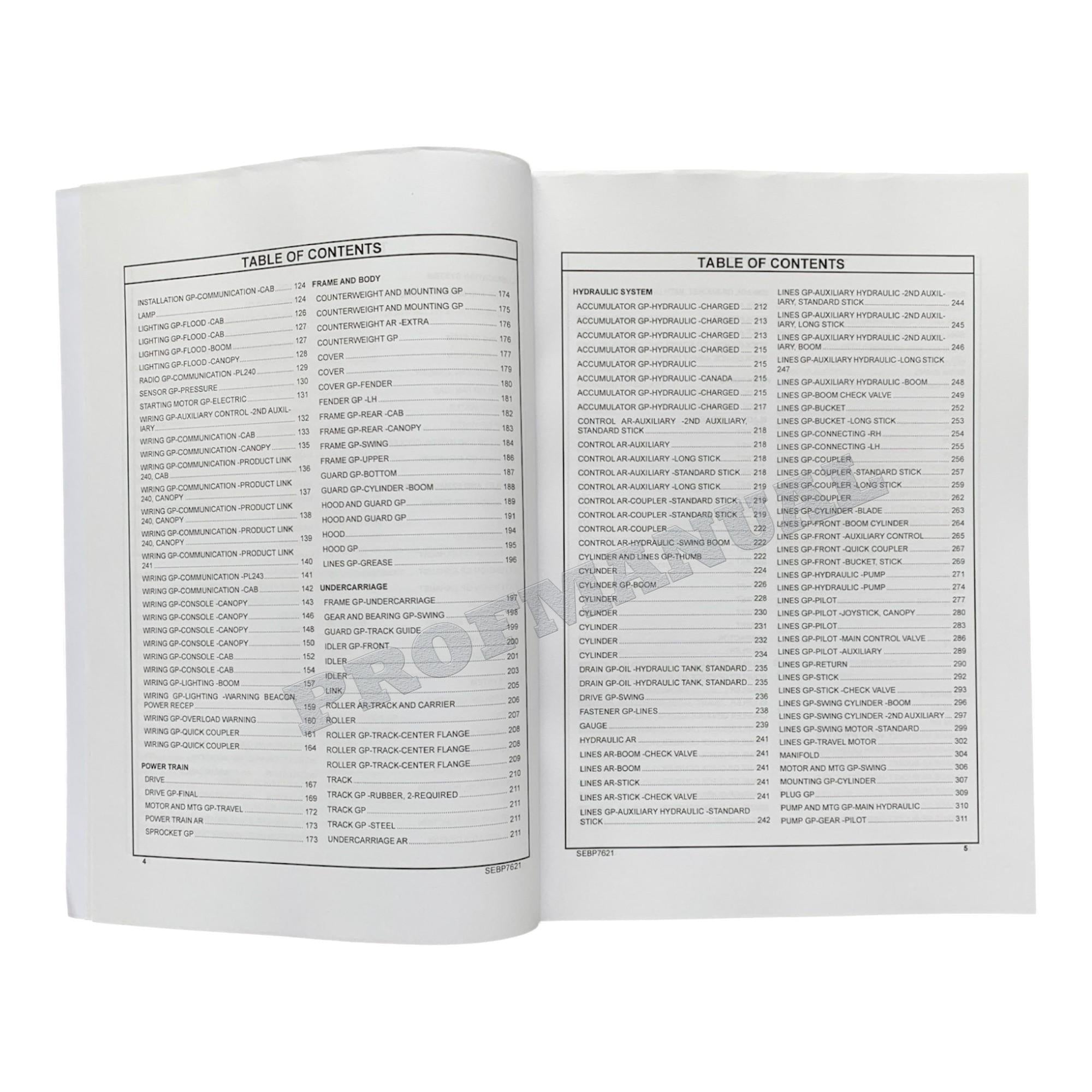 Caterpillar Cat 303E CR Mini Hydraulic Excavator Parts Catalog Manual SGE1-Up