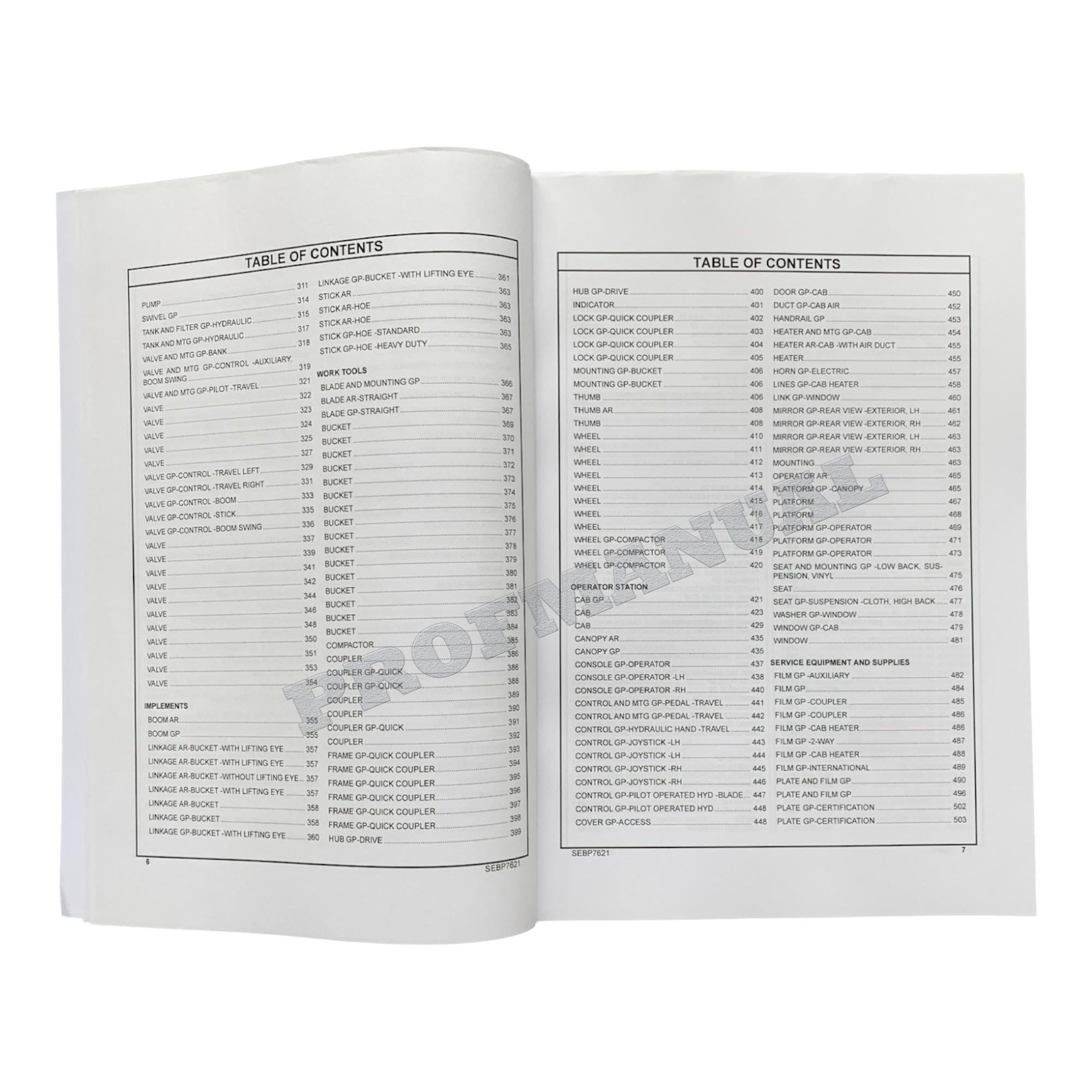 Caterpillar Cat 303E CR Mini Hydraulic Excavator Parts Catalog Manual SGE1-Up