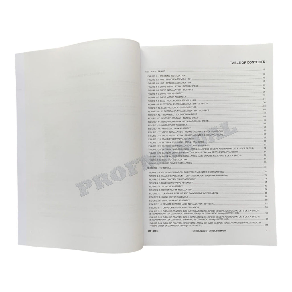 JLG E400AJPnarrow E400Anarrow Boom Lift Parts Catalog Manual 31219183