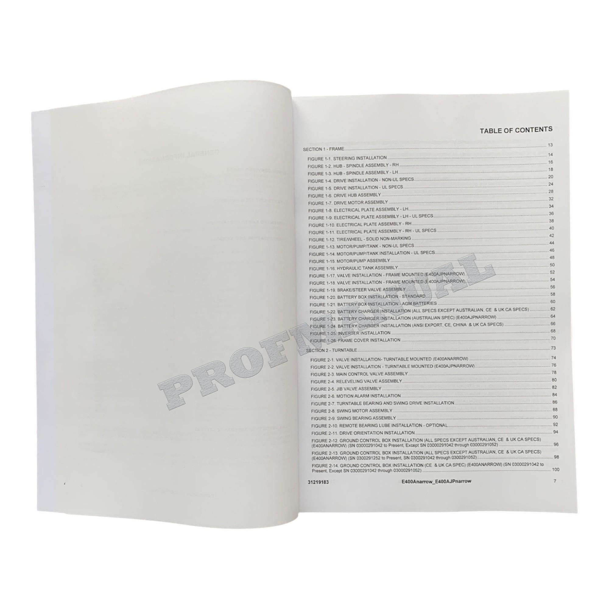 JLG E400AJPnarrow E400Anarrow Boom Lift Parts Catalog Manual 31219183