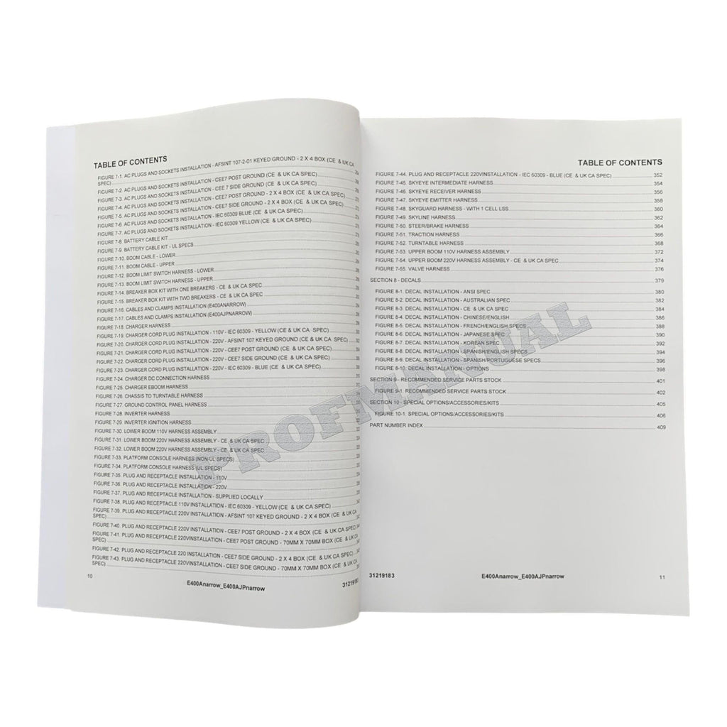 JLG E400AJPnarrow E400Anarrow Boom Lift Parts Catalog Manual 31219183