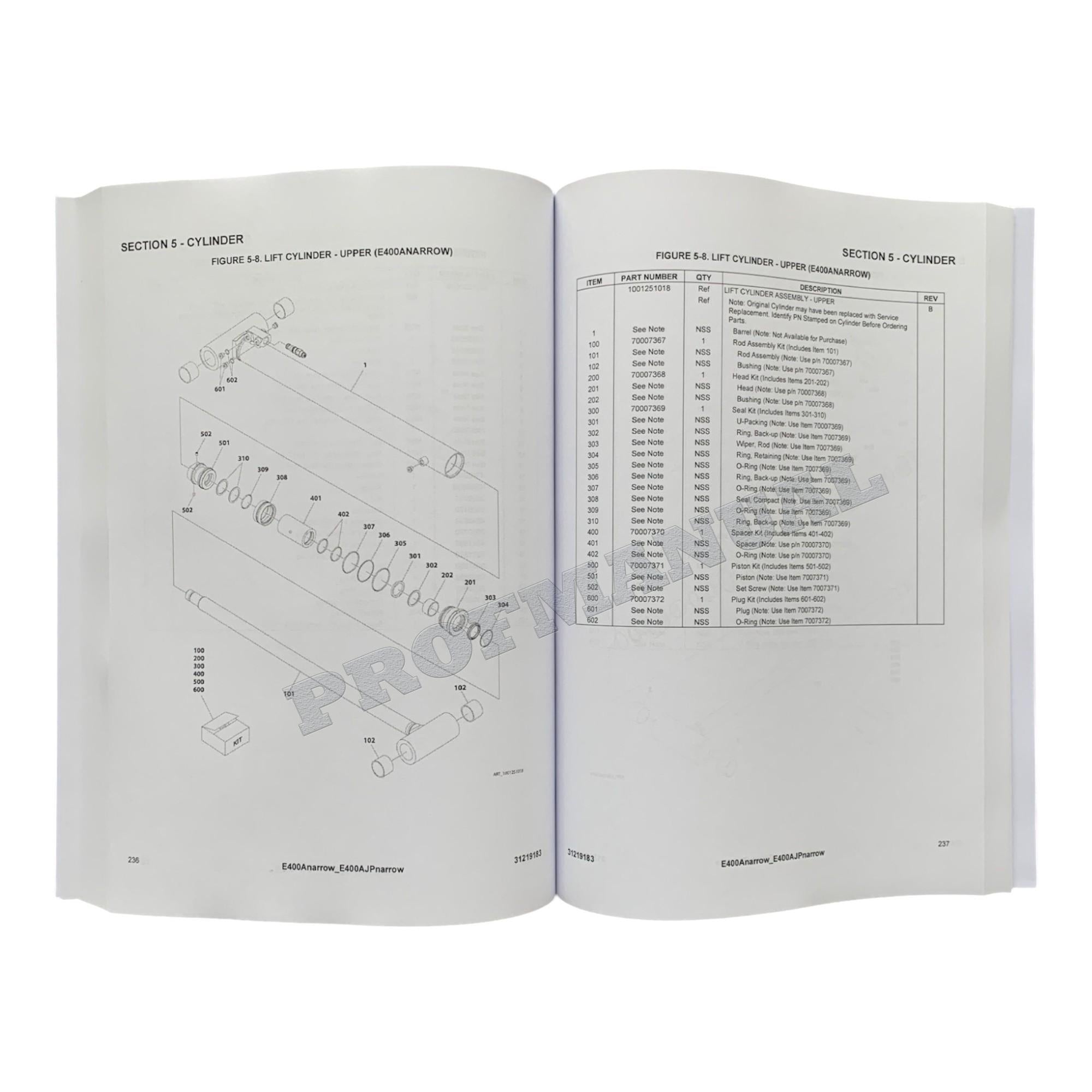 JLG E400AJPnarrow E400Anarrow Boom Lift Parts Catalog Manual 31219183