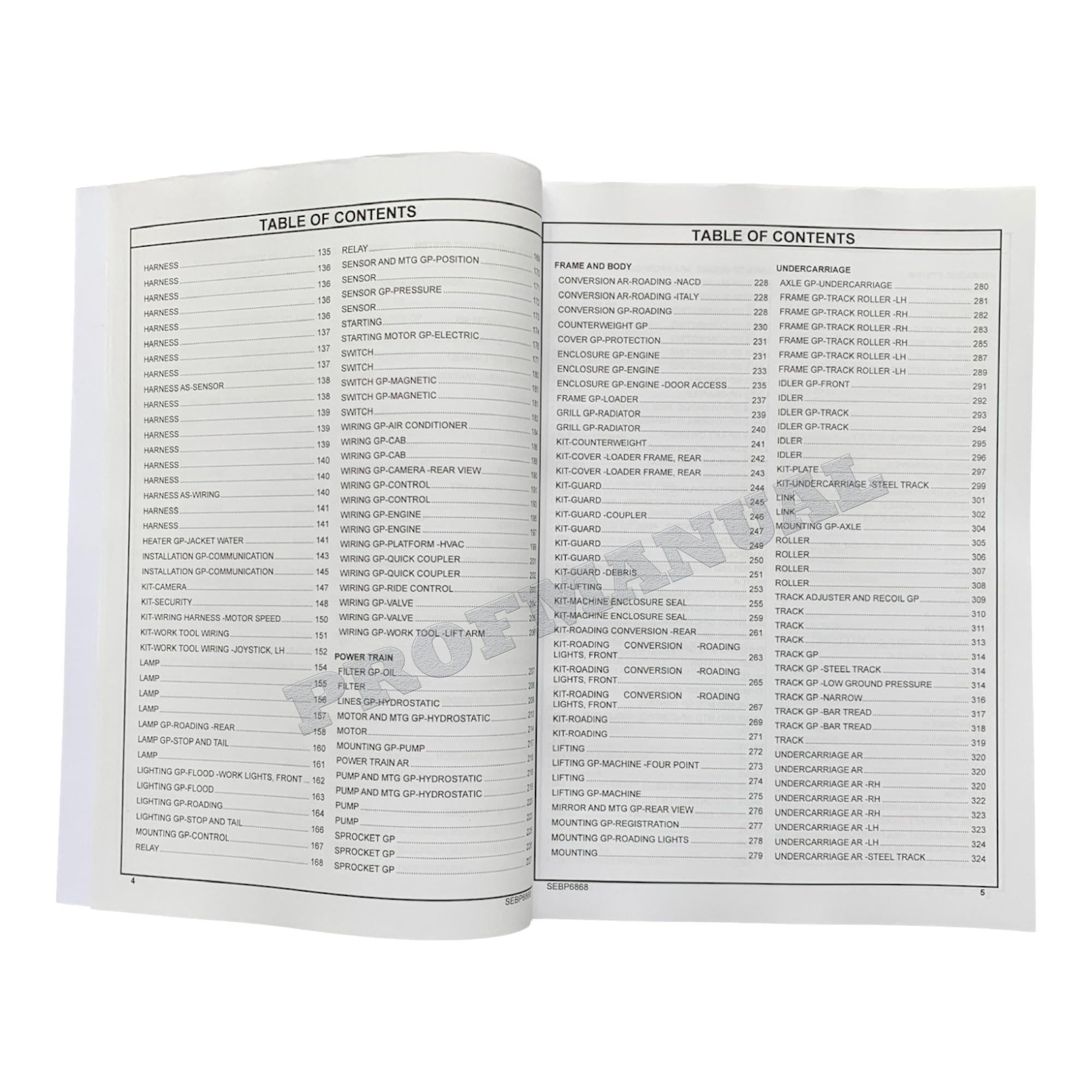 Caterpillar Cat 299D XHP Compact Track Loader Parts Catalog Manual