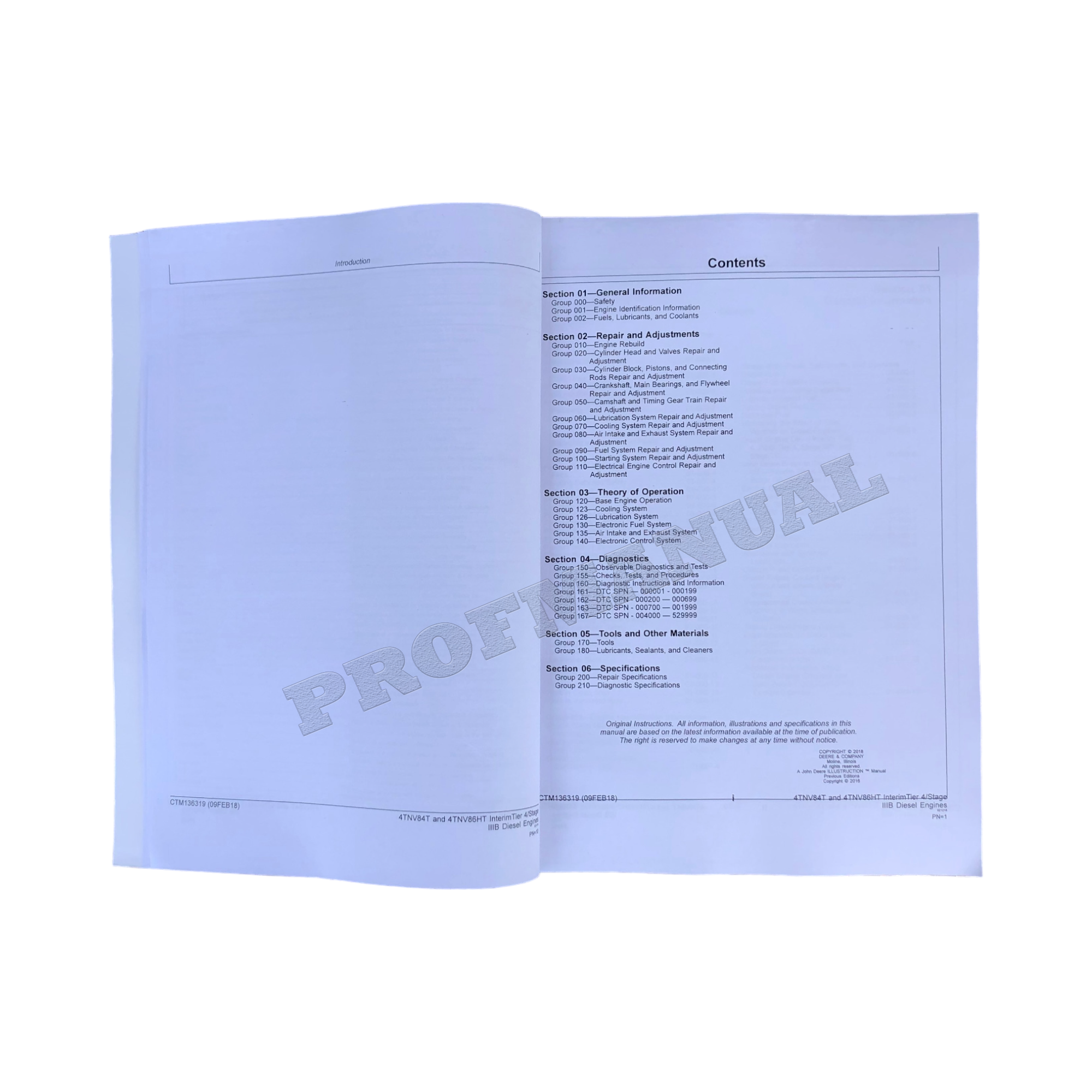 John Deere Yanmar 4TNV84T 4TNV86HT Engine REPAIR SERVICE MANUAL CTM136319