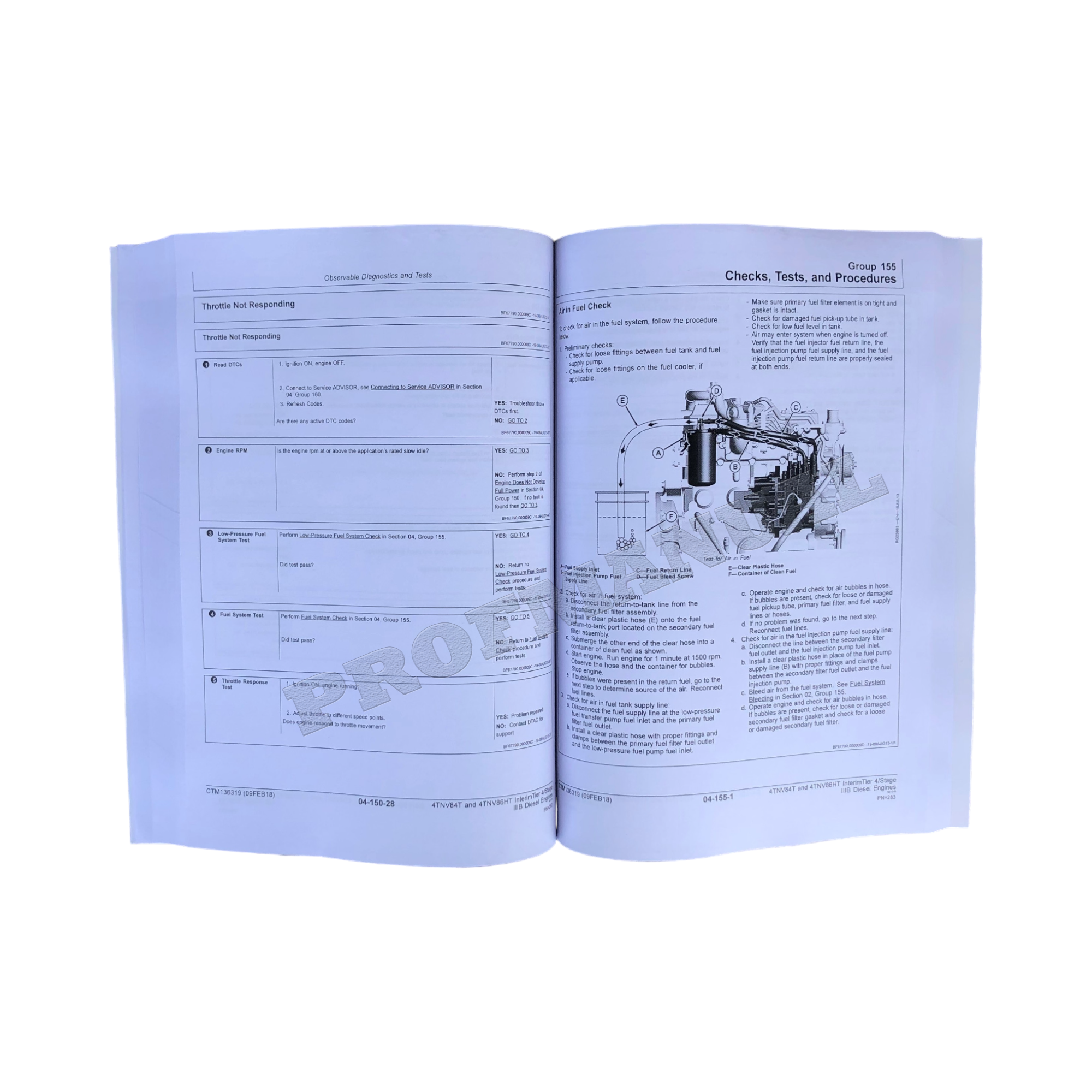 John Deere Yanmar 4TNV84T 4TNV86HT Engine REPAIR SERVICE MANUAL CTM136319