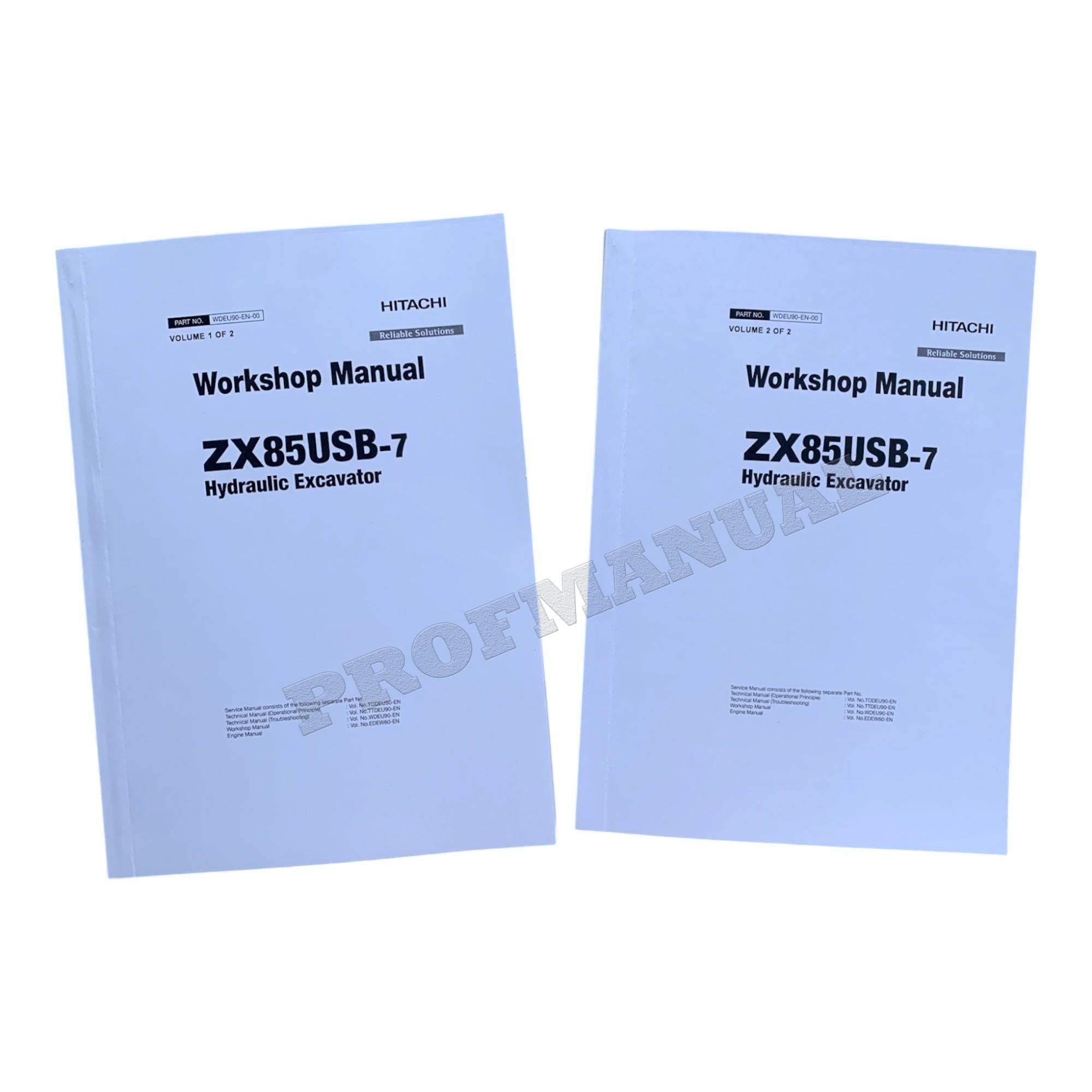 HITACHI ZAXIS ZX85USB-7 Excavator Workshop Service Manual WDEU90-EN-00