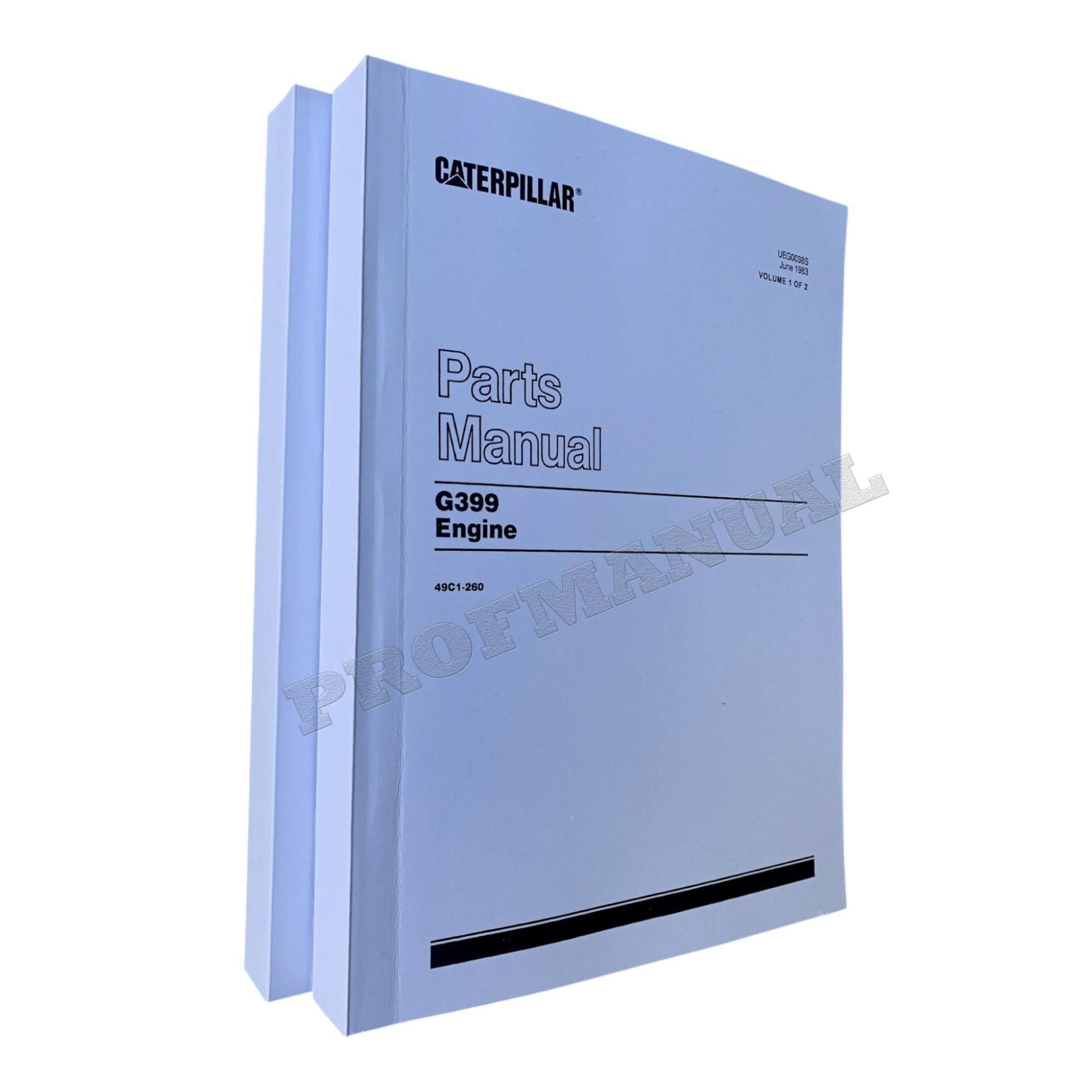 Caterpillar Cat G399 Engine Parts Catalog Manual SN 49C1-260 UEG0038S