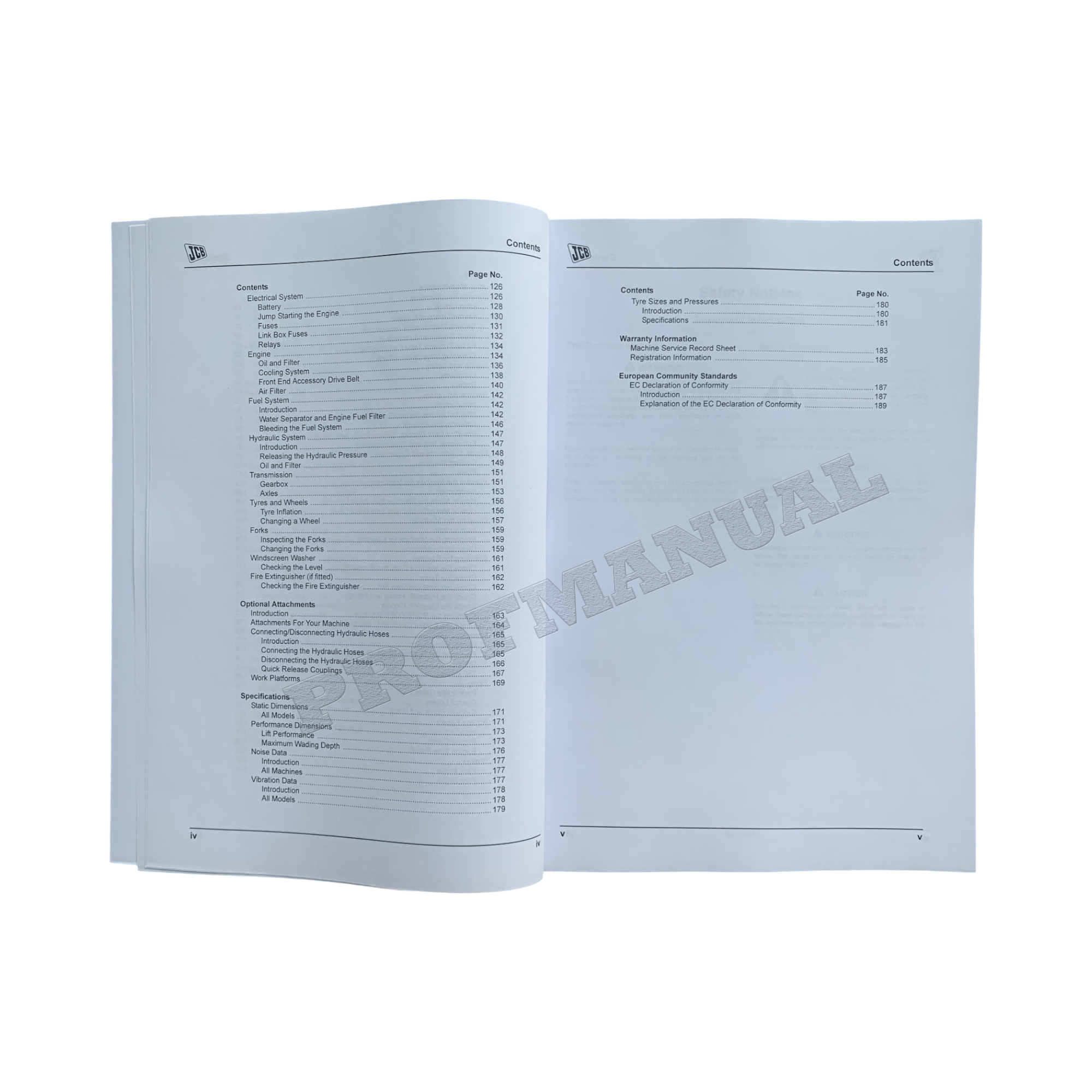 JCB RTFL 926 930 940 950 Rough Terrain ForkLift Operators Manual