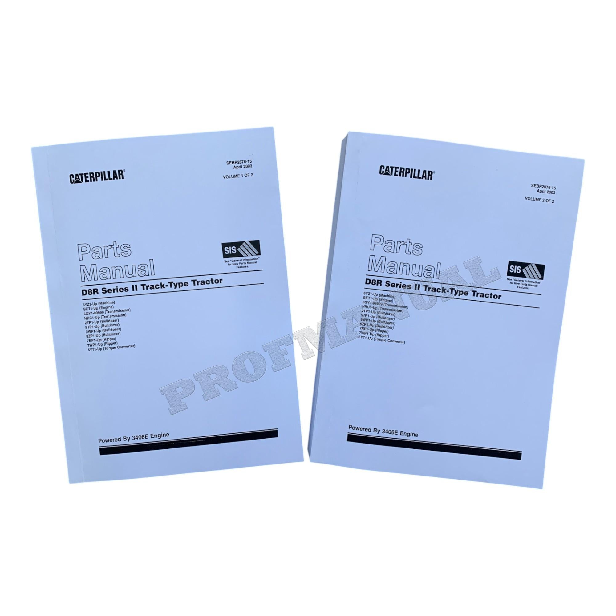 Caterpillar Cat D8R Series II Track Type Tractor Parts Catalog Manual SEBP2876