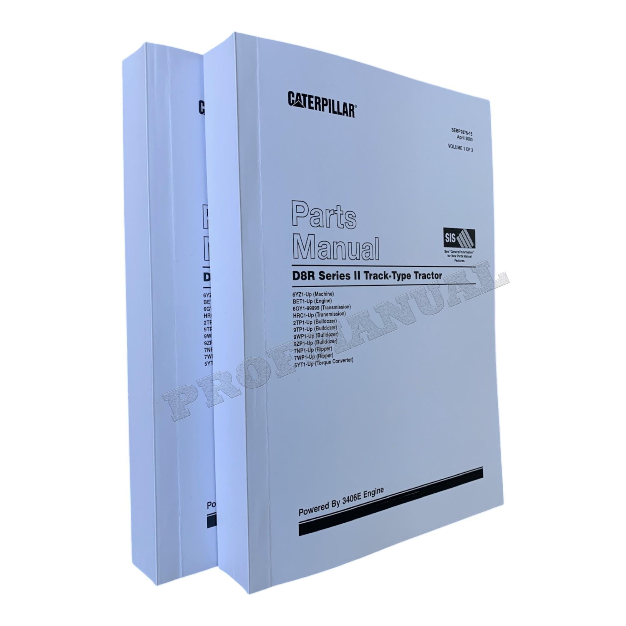 Caterpillar Cat D8R Series II Track Type Tractor Parts Catalog Manual SEBP2876