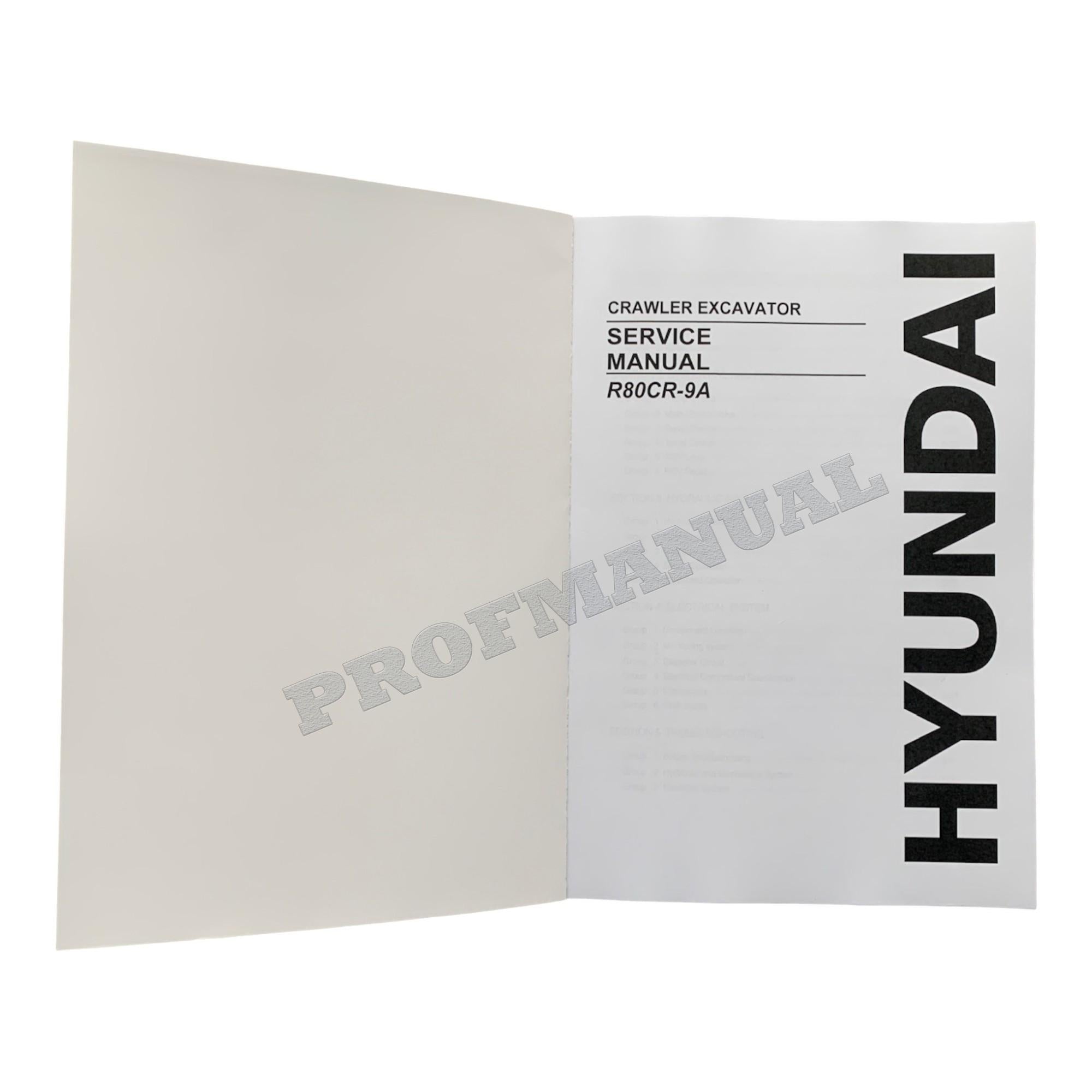 Hyundai R80CR-9A CRAWLER EXCAVATOR Hardcover Repair Service Manual