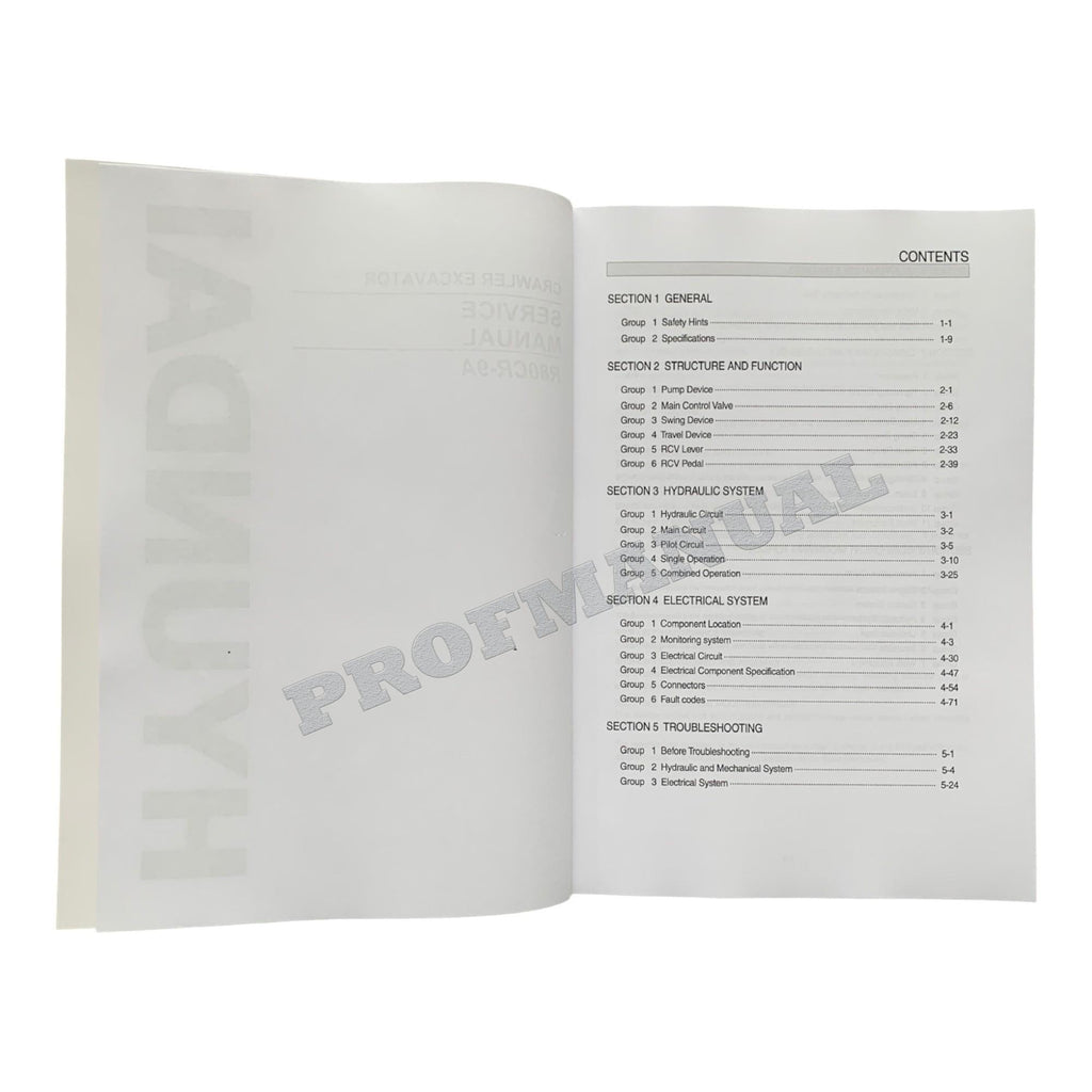 Manual de servicio y reparación de tapa dura de la excavadora sobre cadenas Hyundai R80CR-9A