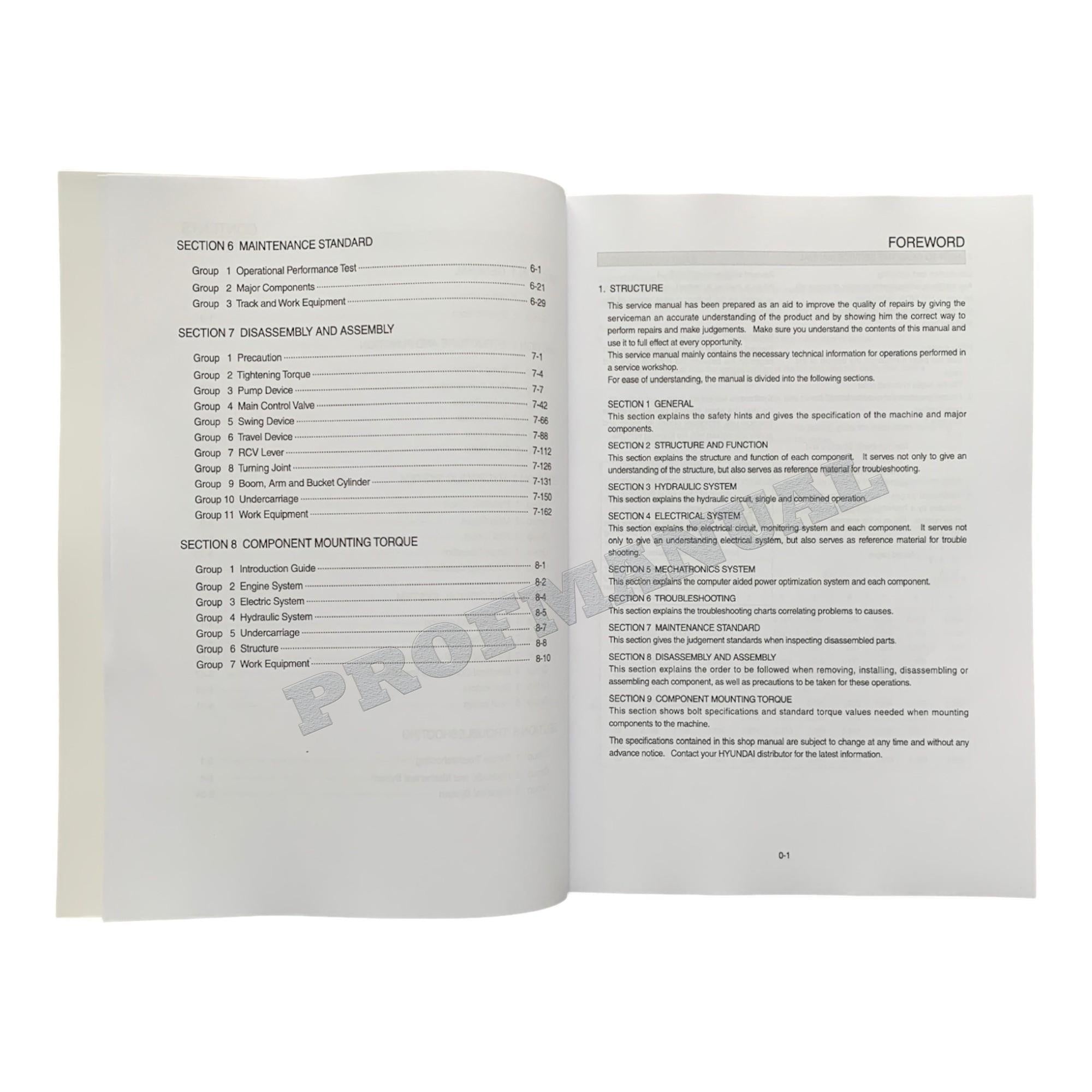 Hyundai R80CR-9A CRAWLER EXCAVATOR Hardcover Repair Service Manual
