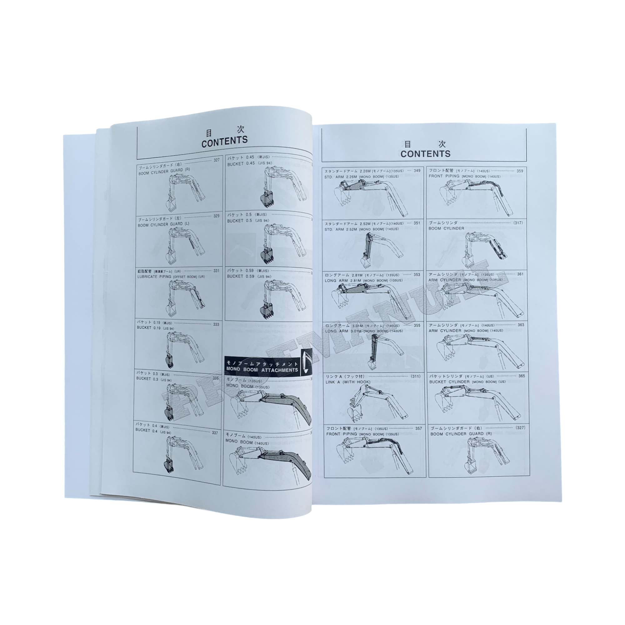 Manual del catálogo de piezas de la excavadora Hitachi EX135UR-5 EX135US-5 EX140US-5