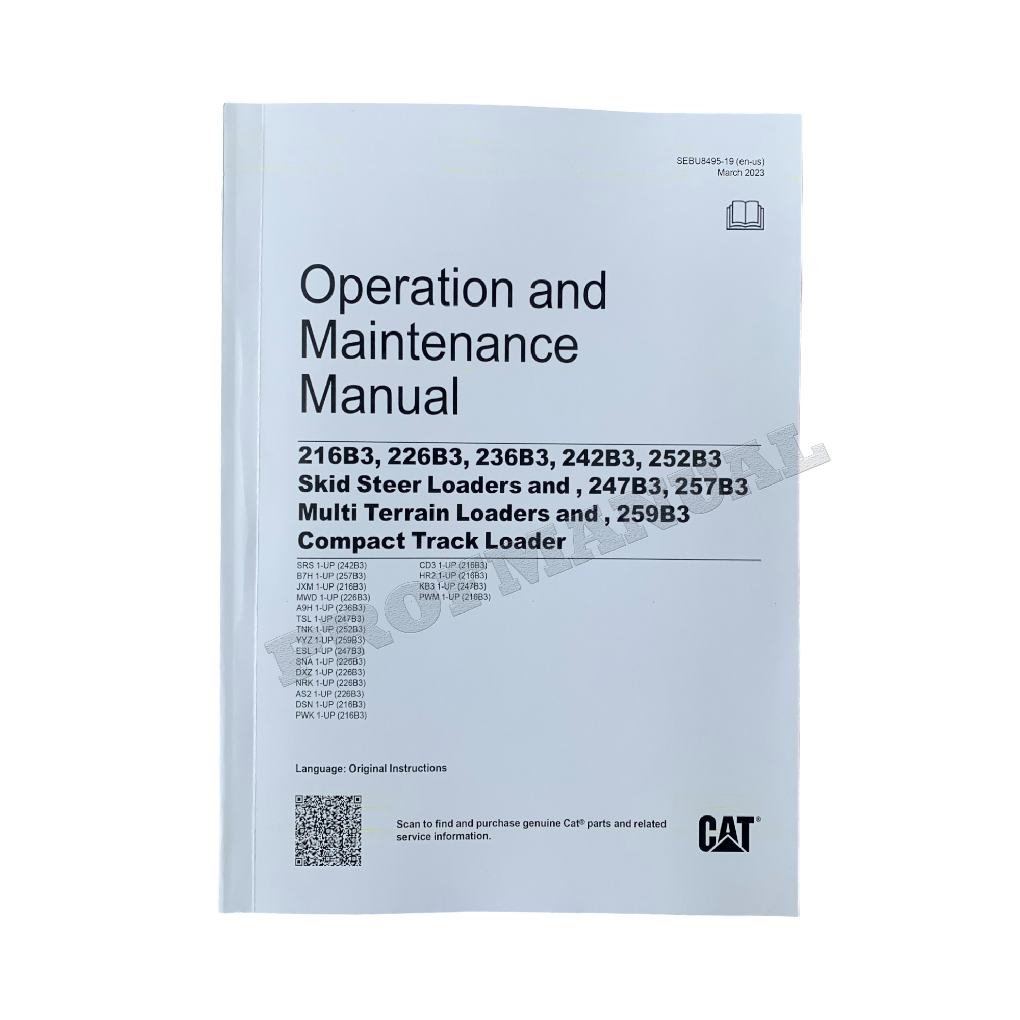 Caterpillar Cat 242B3 252B3 Skid Steer Loader OPERATORS MAINTENANCE MANUAL