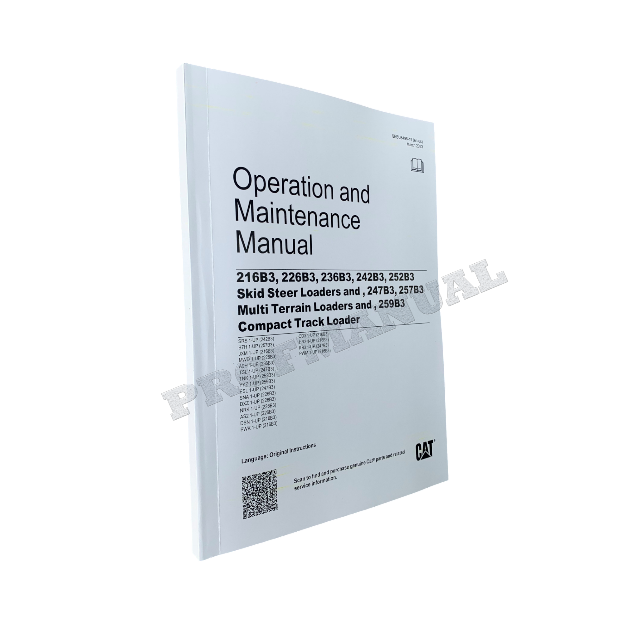 Caterpillar Cat 242B3 252B3 Skid Steer Loader OPERATORS MAINTENANCE MANUAL