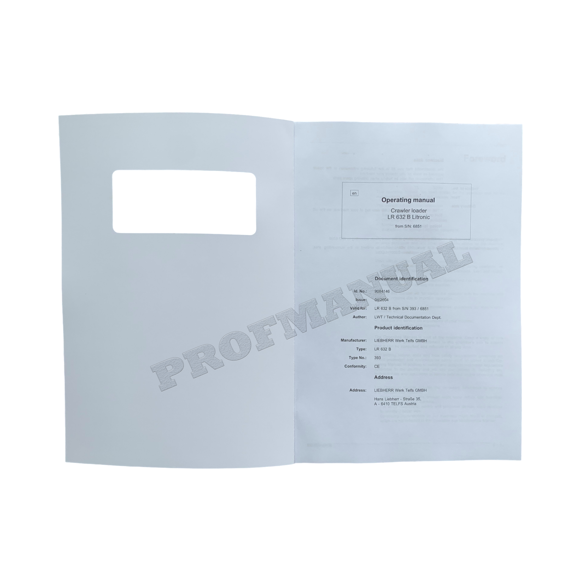 Liebherr LR632 B Litronic CRAWLER LOADER Operators manual 9084146