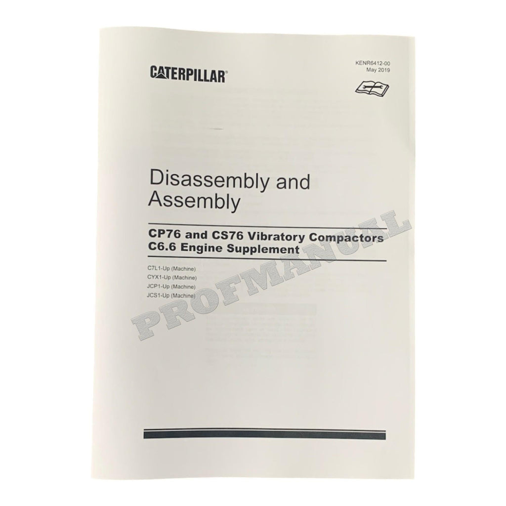 Caterpillar CP76 CS76 Compactor C6.6 Engine Suppl Disassem Assem Service Manual