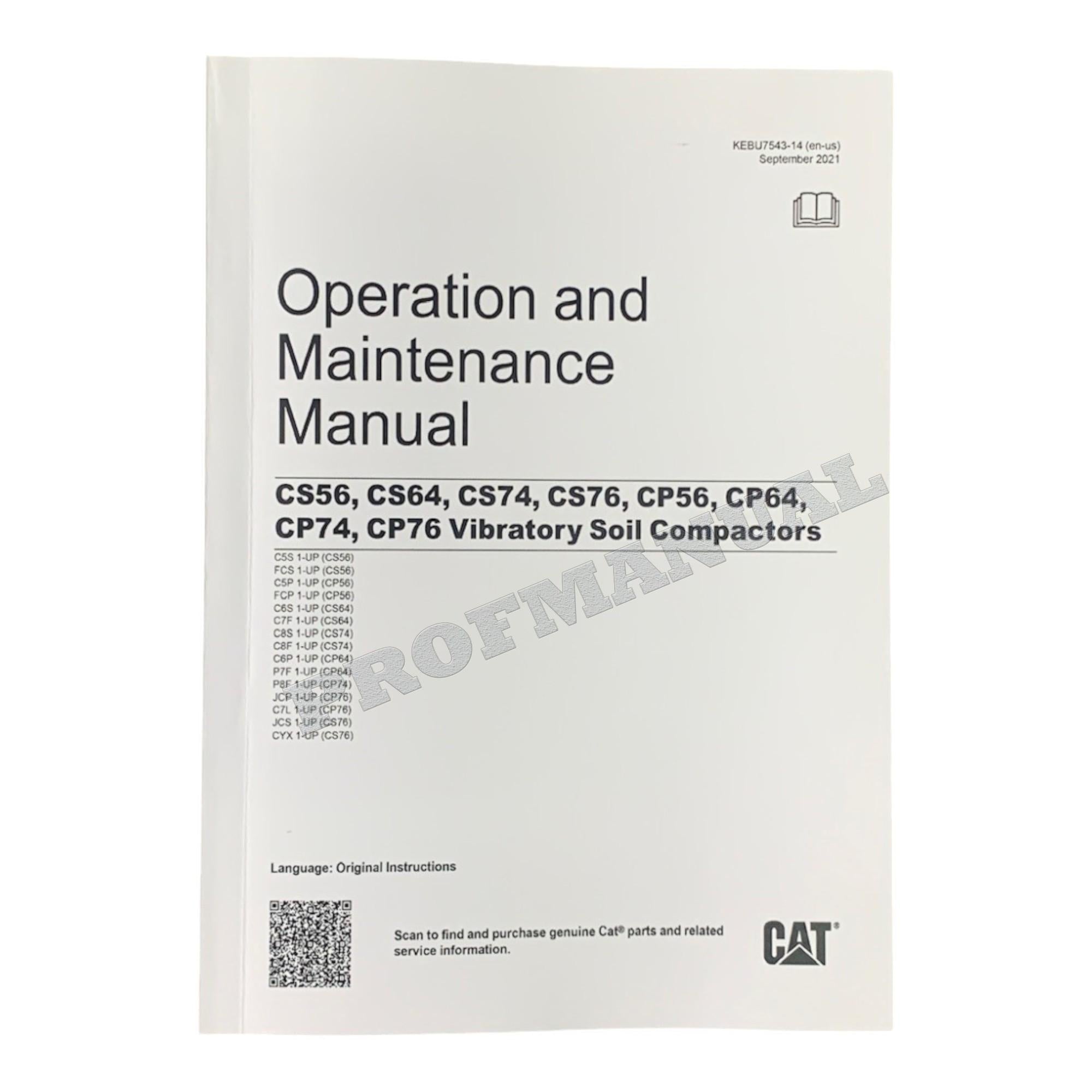Manual de mantenimiento del operador del compactador vibratorio Caterpillar CP56 CP64 CP74 CP76