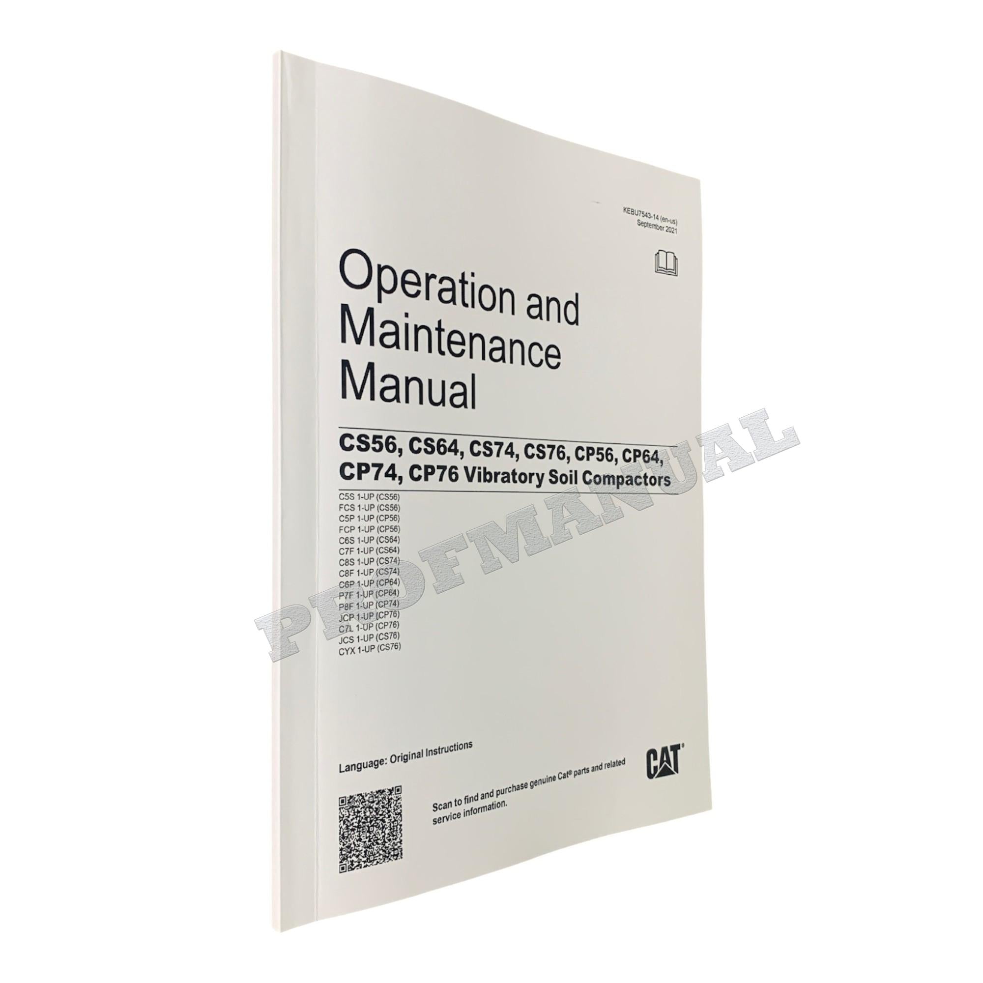 Manual de mantenimiento del operador del compactador vibratorio Caterpillar CP56 CP64 CP74 CP76