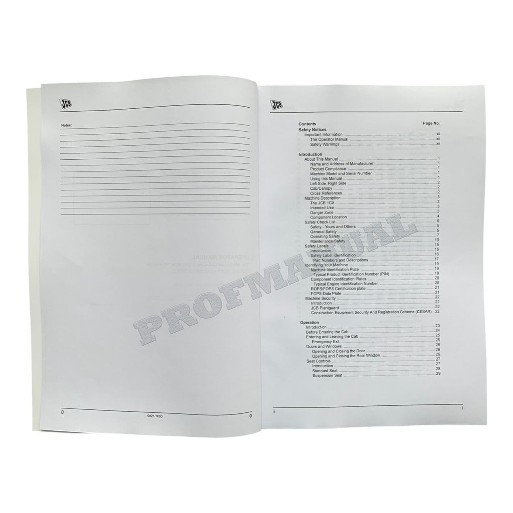 JCB 1CX 1CXWS 1CXT STANDARD-TIER 3 BACKHOE LOADER Operators Manual