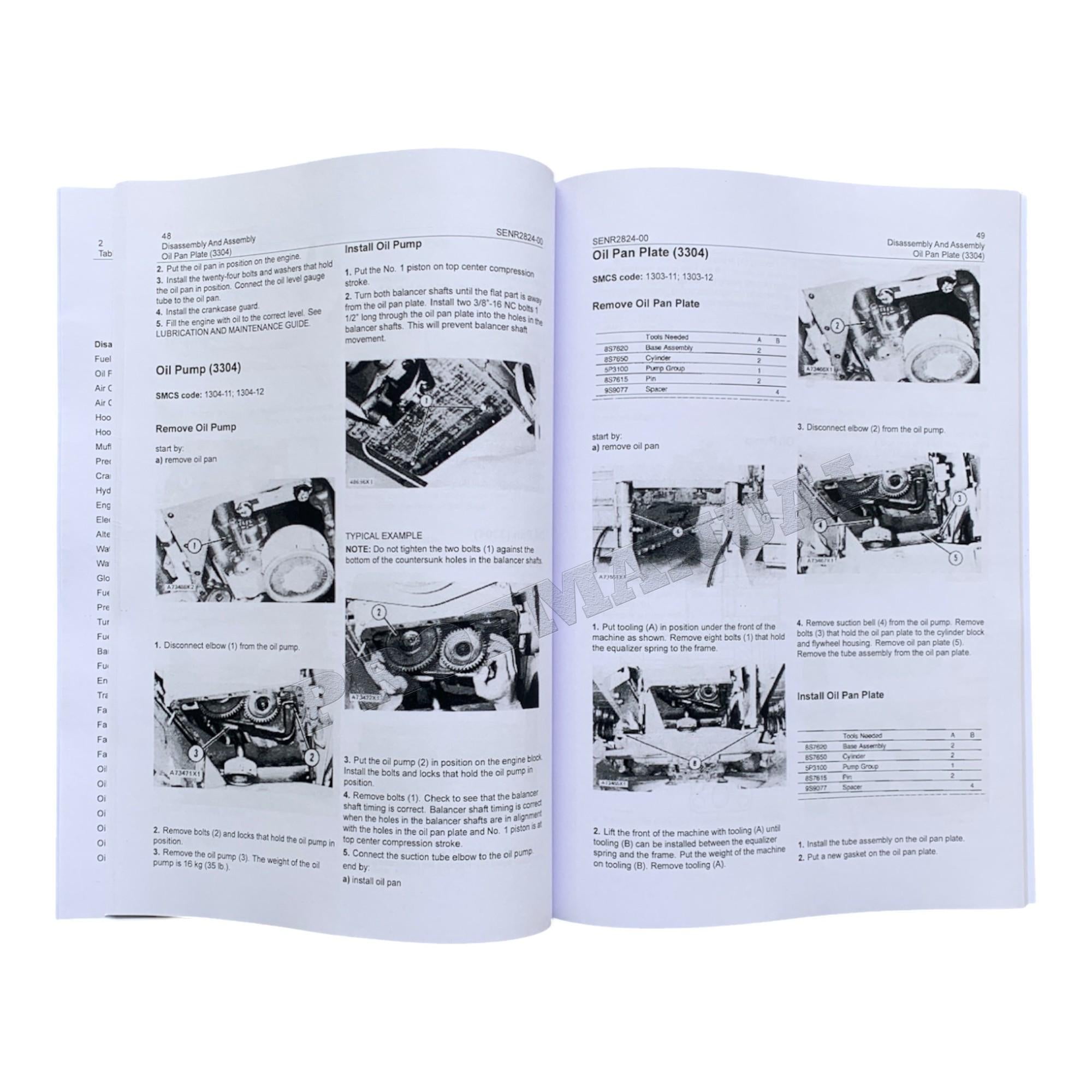 Manual de desmontaje y montaje del motor para vehículos Caterpillar CAT 3304 3306
