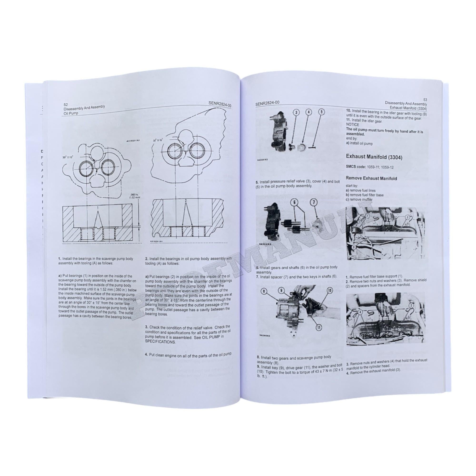 Manual de desmontaje y montaje del motor para vehículos Caterpillar CAT 3304 3306