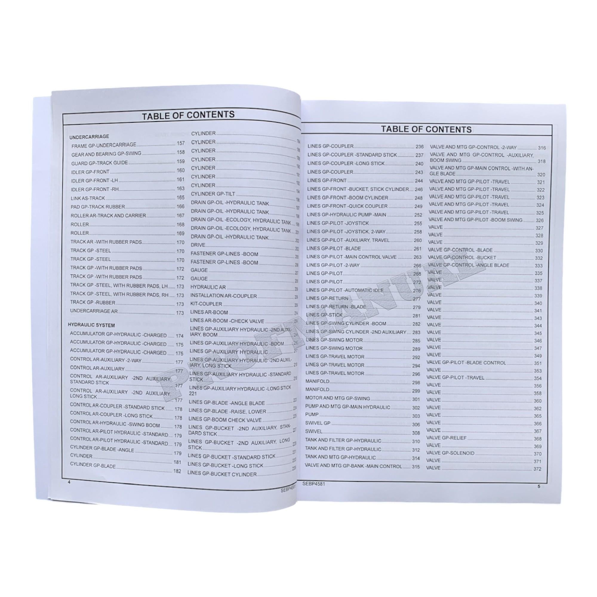 Caterpillar Cat 305D Mini Hydraulic Excavator Parts Catalog Manual