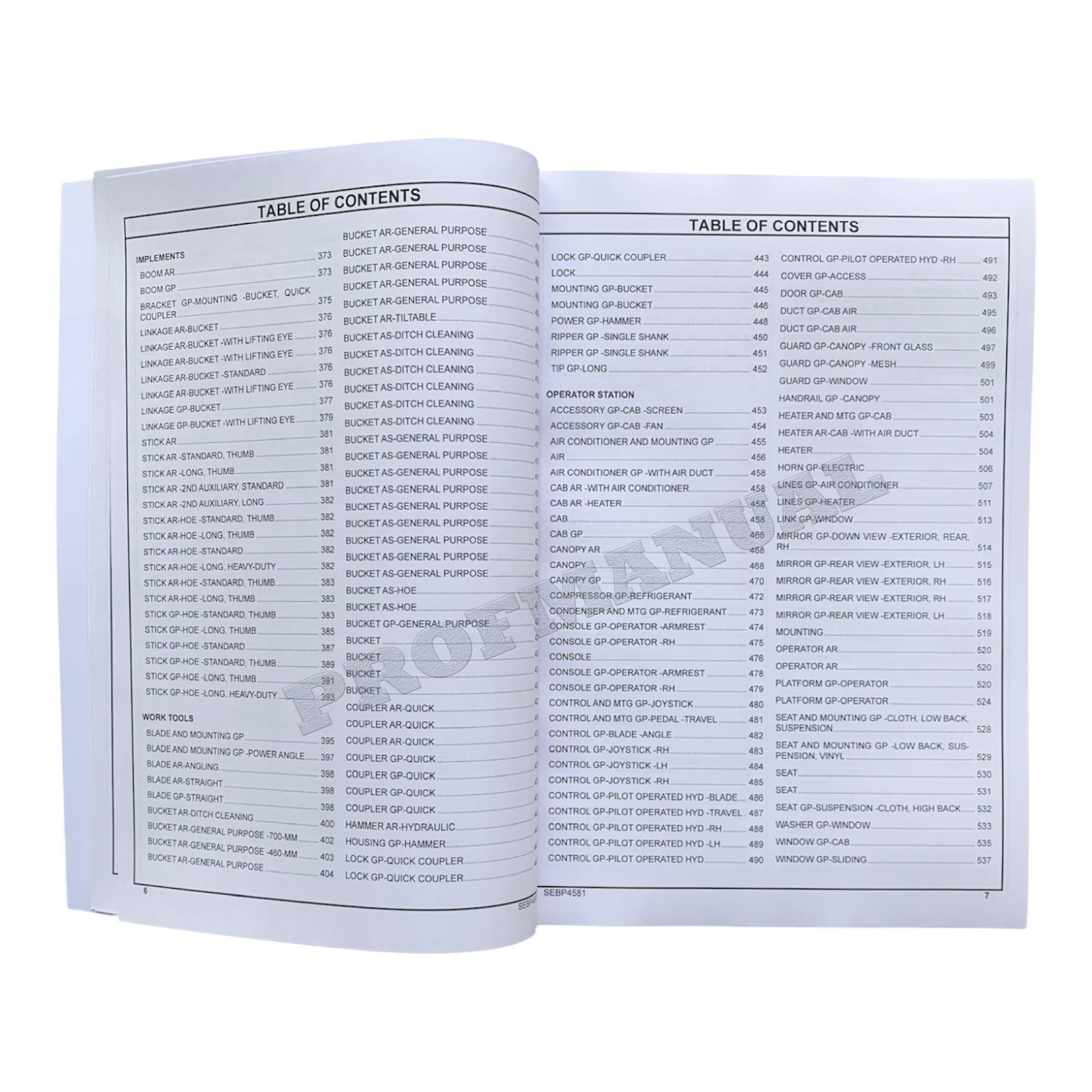 Caterpillar Cat 305D Mini Hydraulic Excavator Parts Catalog Manual