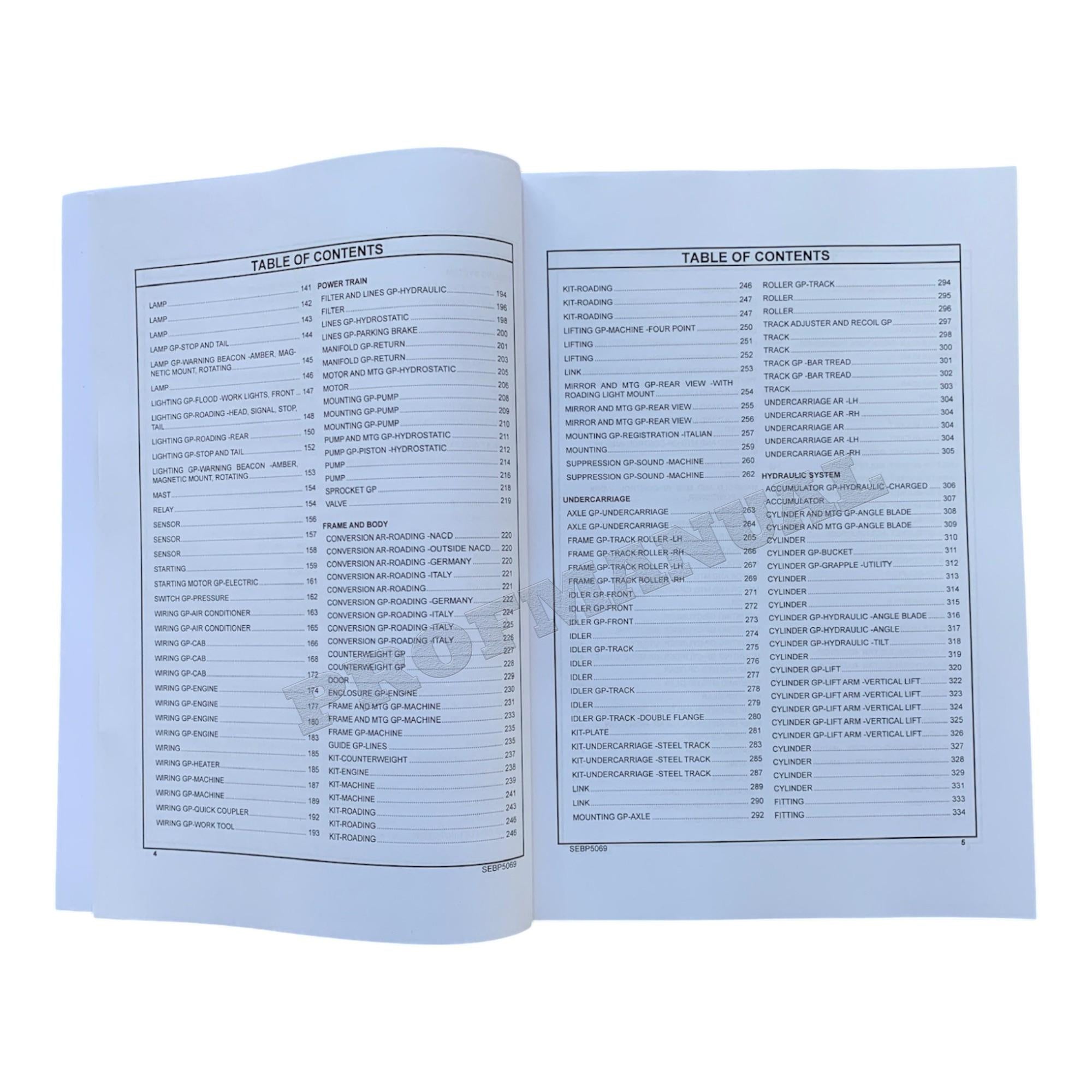 Caterpillar Cat 299C Compact Track Loader Parts Catalog Manual