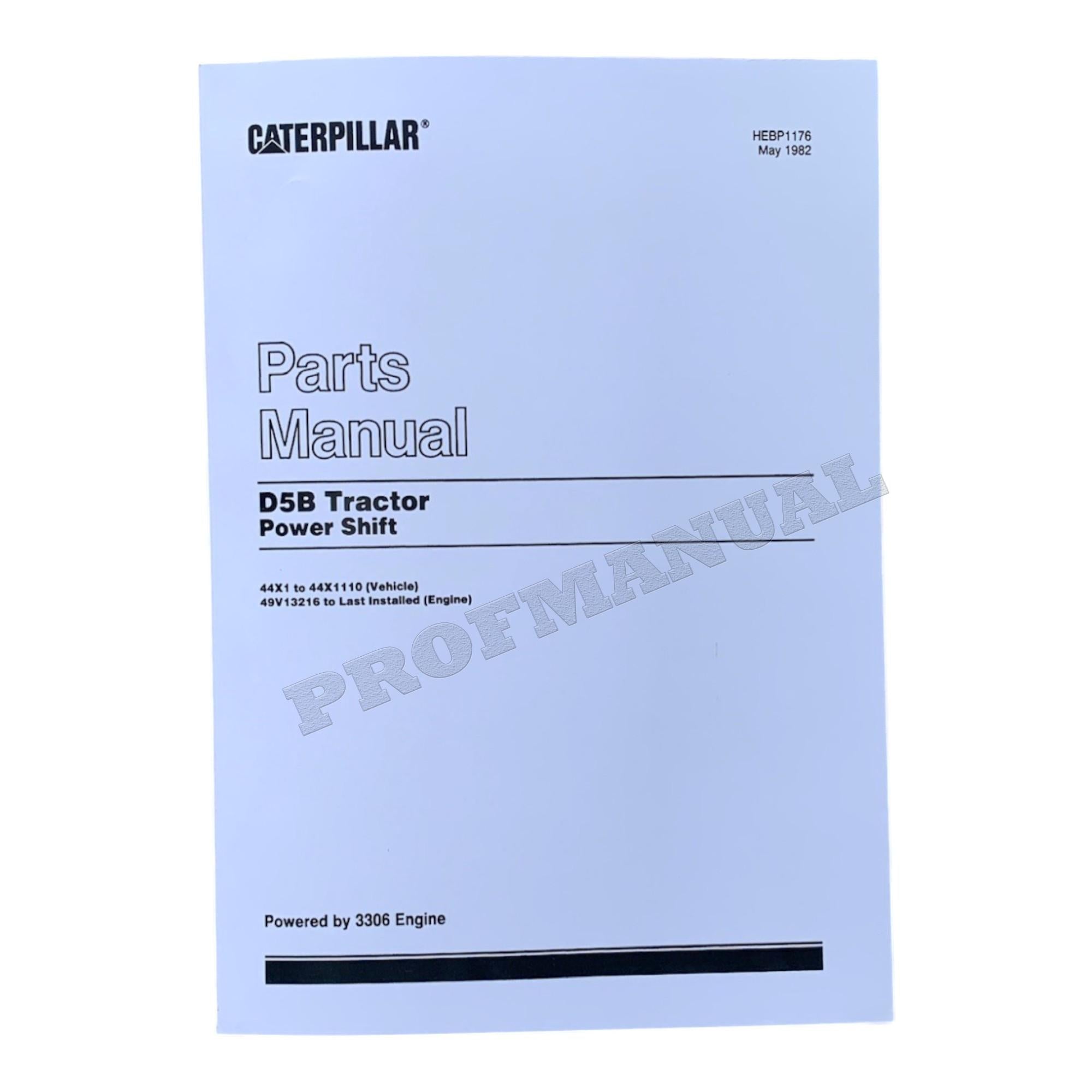 Caterpillar Cat D5B Tractor Power Shift Parts Catalog Manual HEBP1176