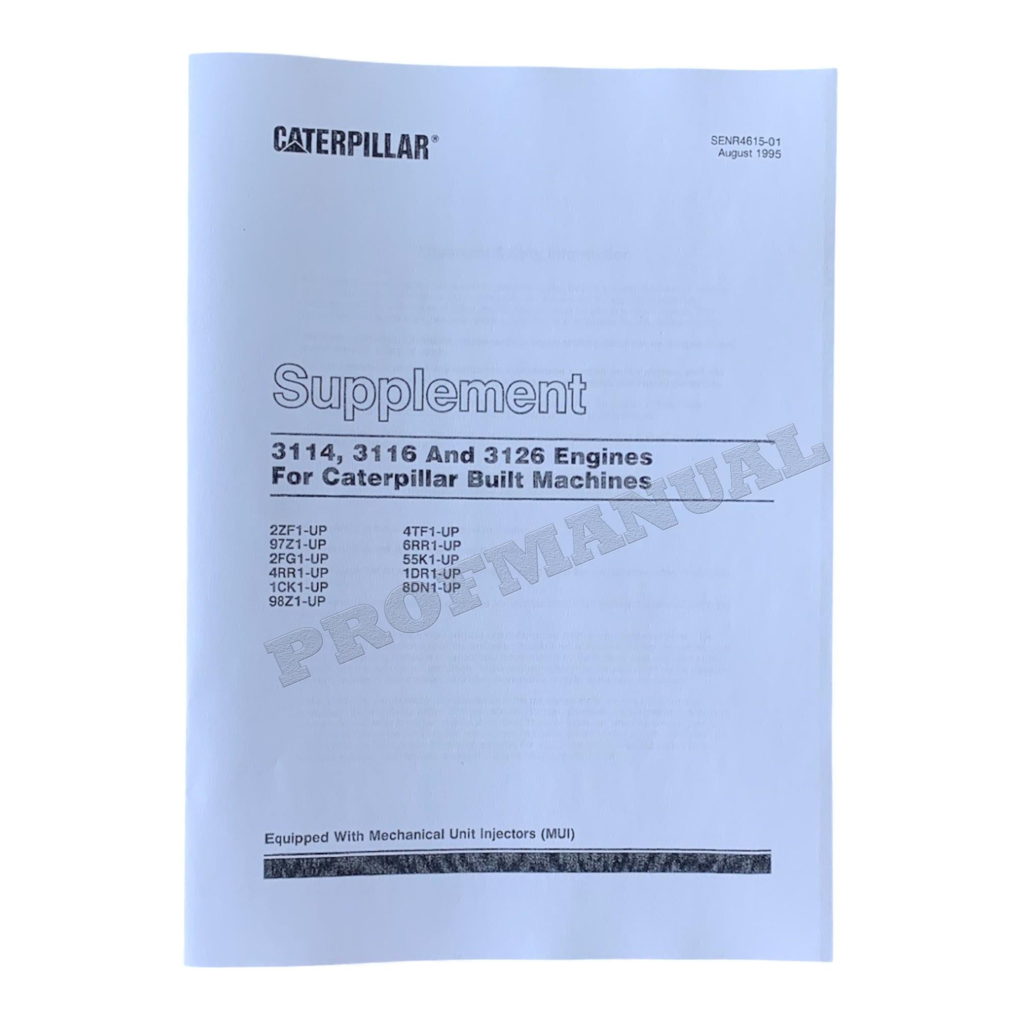Caterpillar 3114 3116 3126 Engine Disassem Assem Test Adjust Service Manual SET 3 BOOKS
