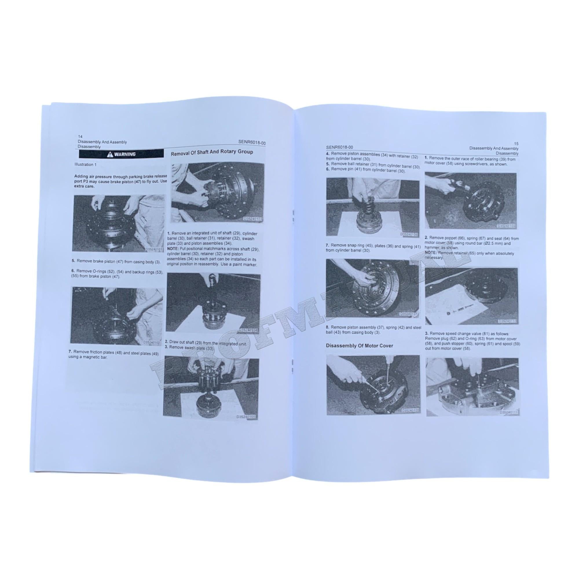 Caterpillar Cat E120B EXCAVATOR TRAVEL DRIVE MOTOR Disassembly Assembly Manual
