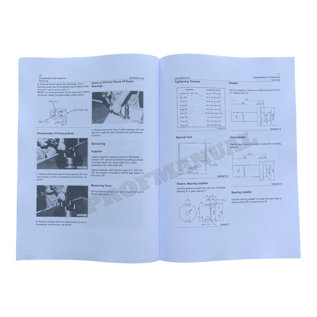 Caterpillar Cat E120B EXCAVATOR TRAVEL DRIVE MOTOR Disassembly Assembly Manual