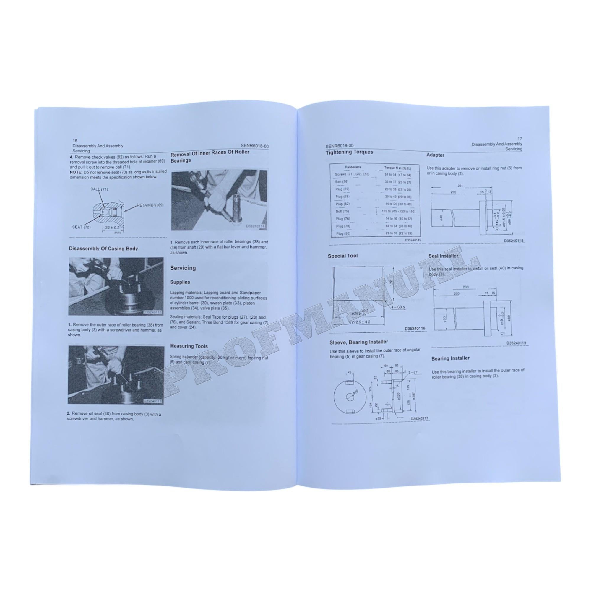 Caterpillar Cat E120B EXCAVATOR TRAVEL DRIVE MOTOR Disassembly Assembly Manual
