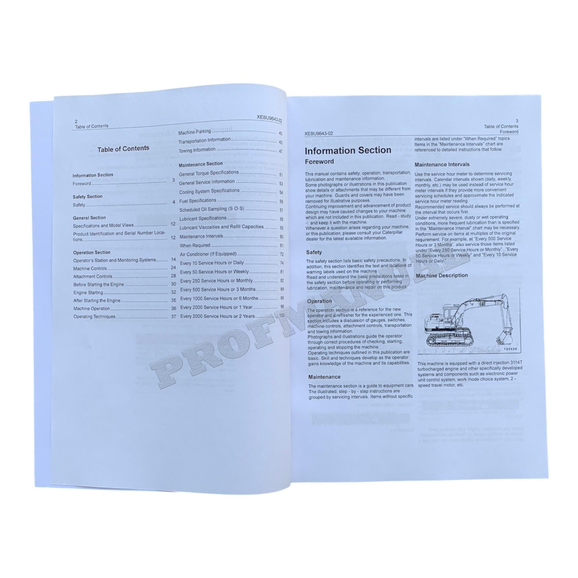 Manual de mantenimiento del operador de la excavadora de cadenas Caterpillar E120B