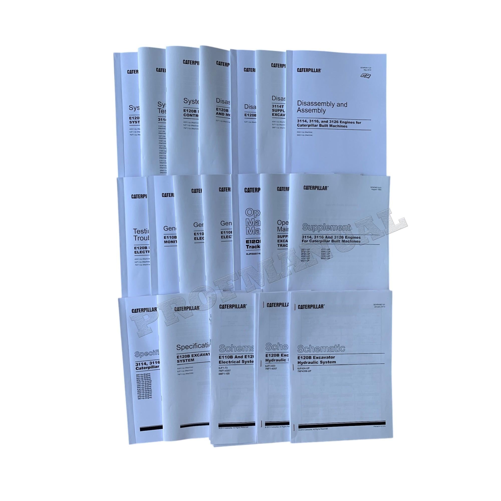 Manual de servicio completo de la EXCAVADORA Caterpillar E120B *Enviar número de serie
