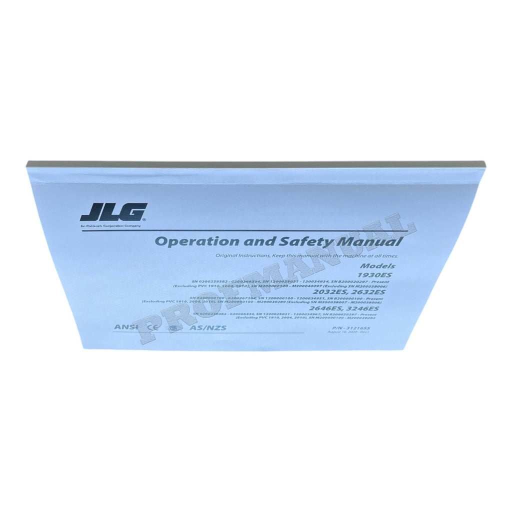 JLG 1930ES 2032ES 2632ES 2646ES 3246ES Scissor Lift Operators Manual 3121655