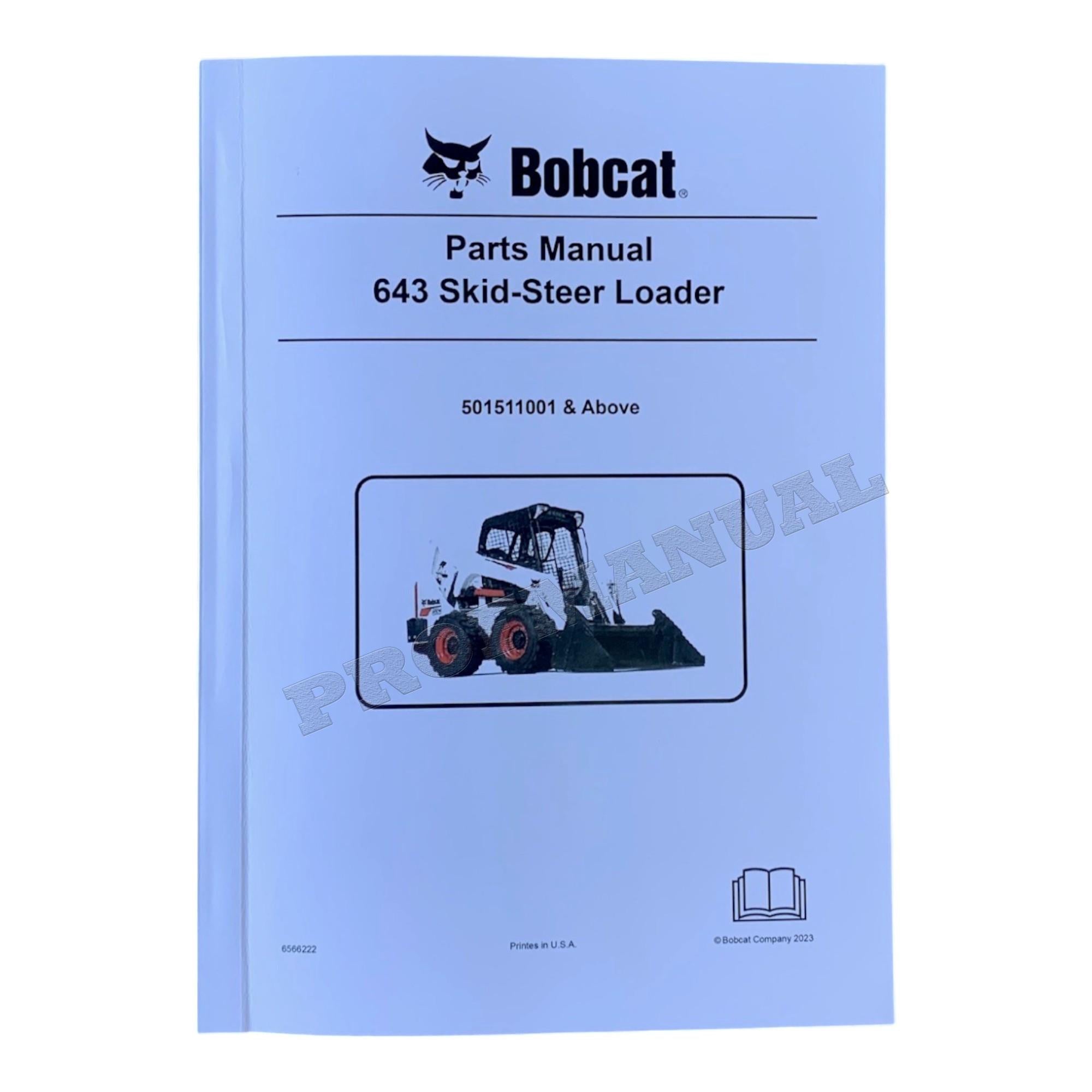 Bobcat 643 Skid Steer Loader Parts Catalog Manual