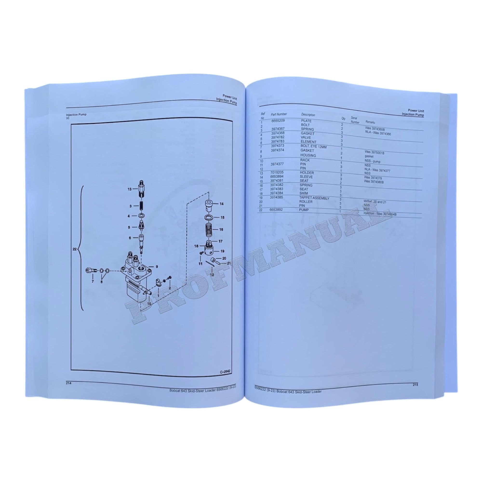 Bobcat 643 Skid Steer Loader Parts Catalog Manual