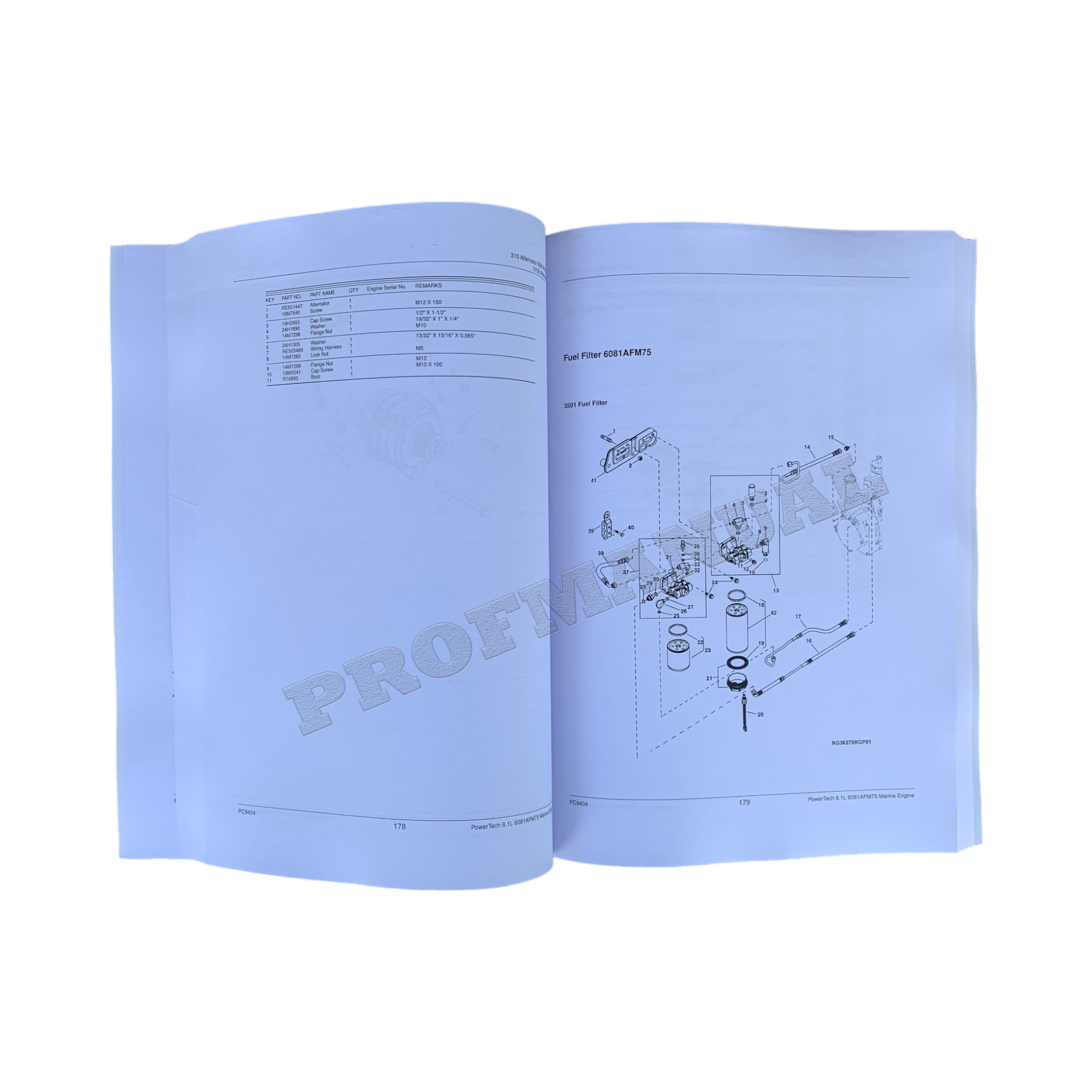 John Deere PowerTech 8.1L 6081AFM75 Marine Engine Parts Catalog Manual +BONUS!