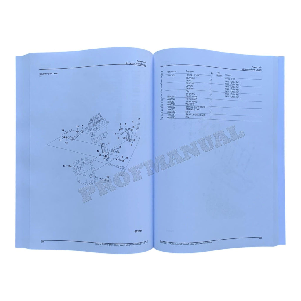 Bobcat 5600 Toolcat Work Machine Parts Catalog Manual A94Y11001-