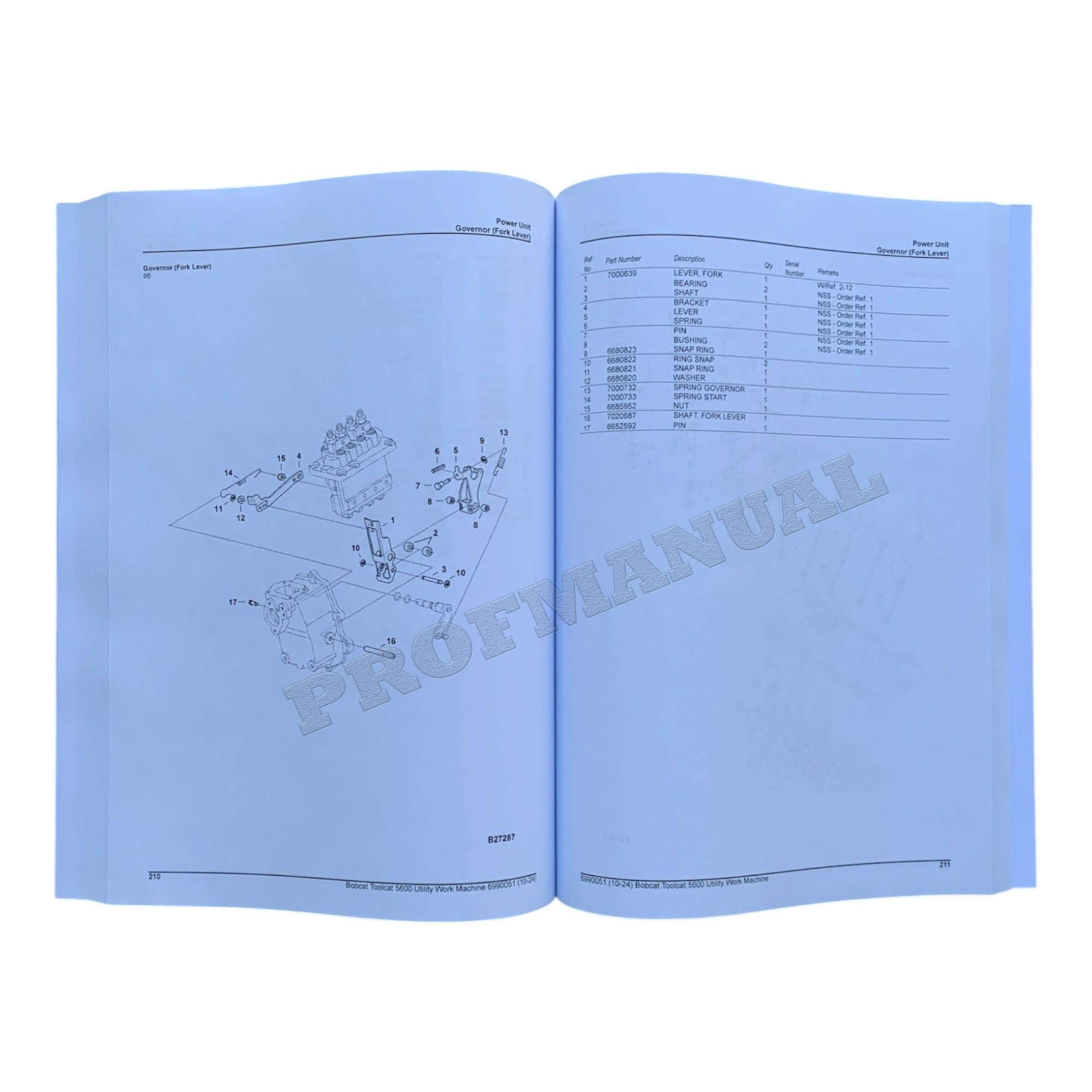 Bobcat 5600 Toolcat Work Machine Parts Catalog Manual A94Y11001-